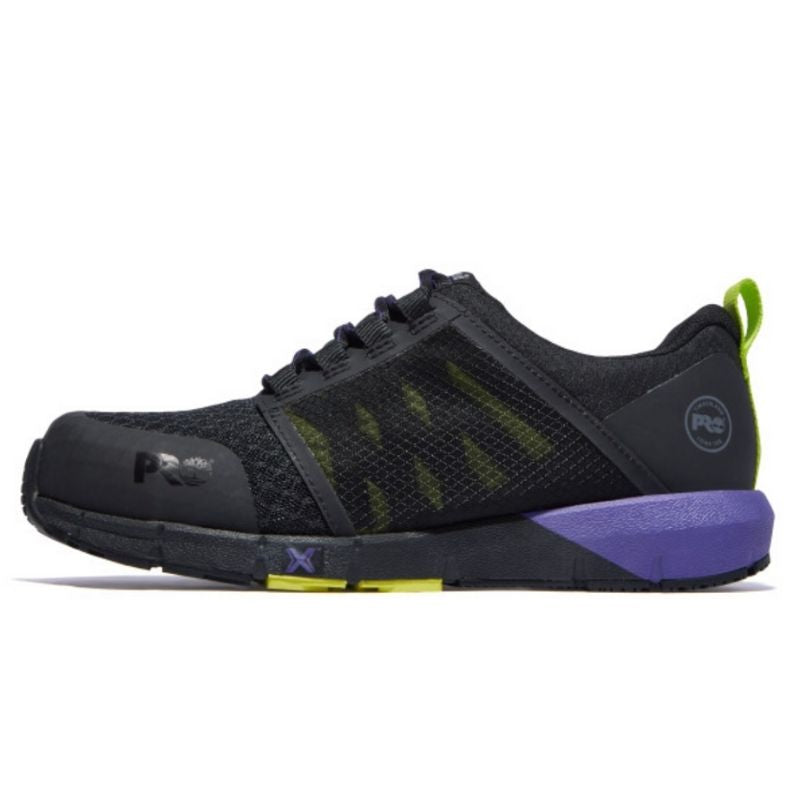 Timberland PRO Radius Women's Athletic Composite Toe Work Shoes - Lightweight Safety Shoes for Women, Non-Slip Work Boots with Steel Toe Protection (Black/Purple) - Perfect for Construction, Warehouse & Industrial Work