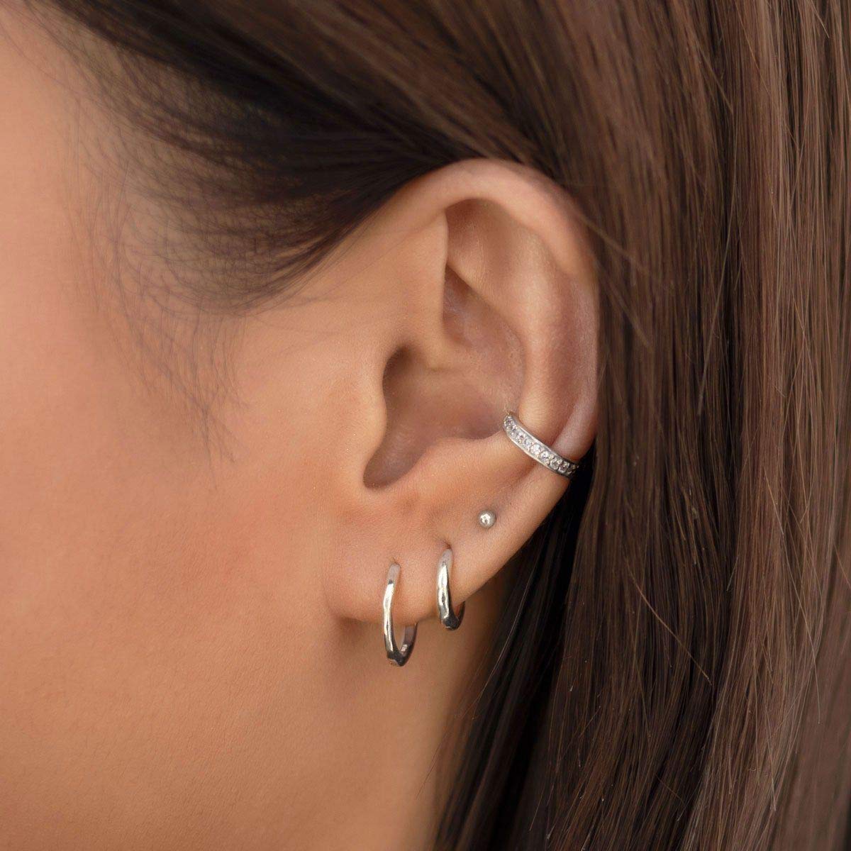 925 Sterling Silver Small Hoop Earrings - Hypoallergenic Huggie Earrings for Women & Men (13mm/15mm, 2 Pairs) | Everyday Wear, Gift Idea, Party & Office Accessories