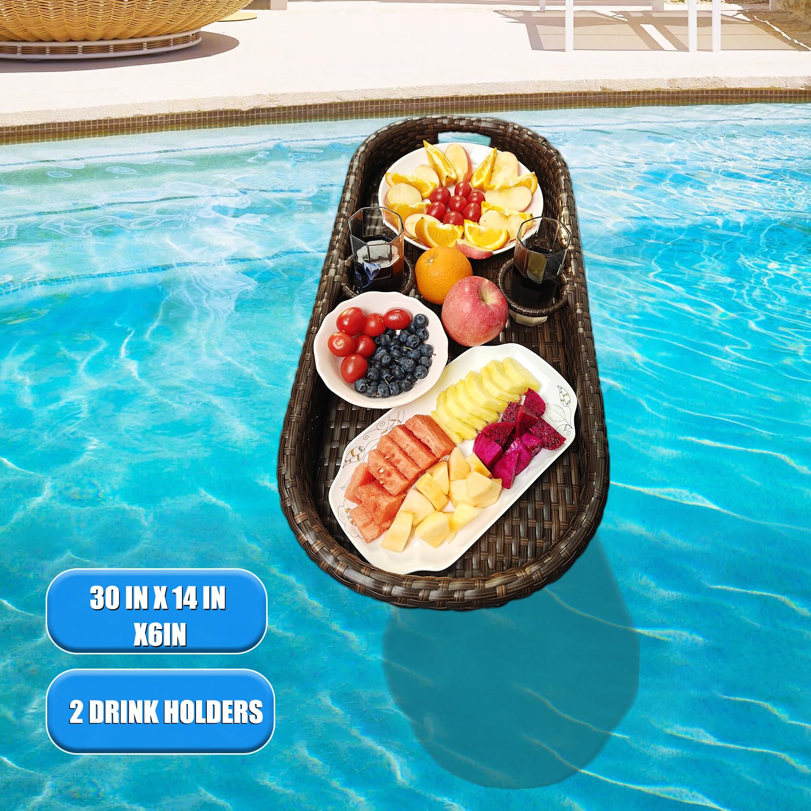 **Floating Pool Tray for Food & Drinks - Waterproof Rectangle Floating Table for Swimming Pool - Perfect for Pool Parties, Relaxation & Outdoor Activities**