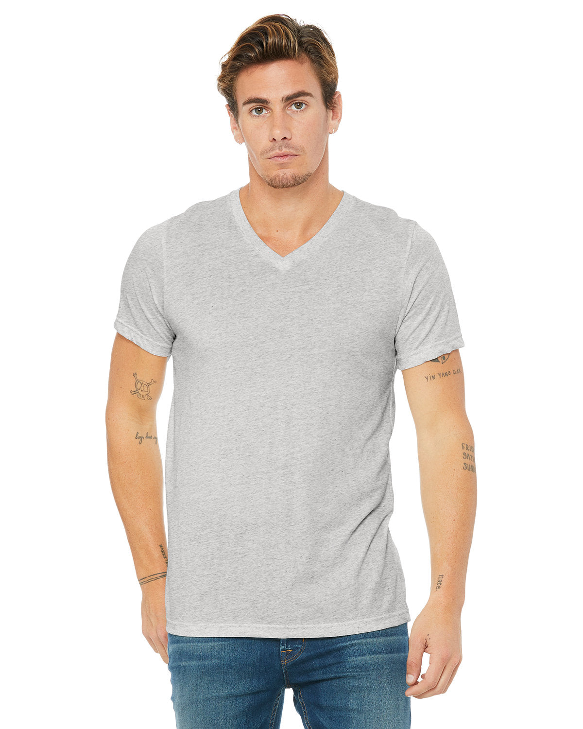 Bella + Canvas 3415C Unisex Triblend V-Neck T-Shirt - Soft Comfortable Tee for Men & Women - Perfect for Casual Wear, Gym, and Everyday Outfits