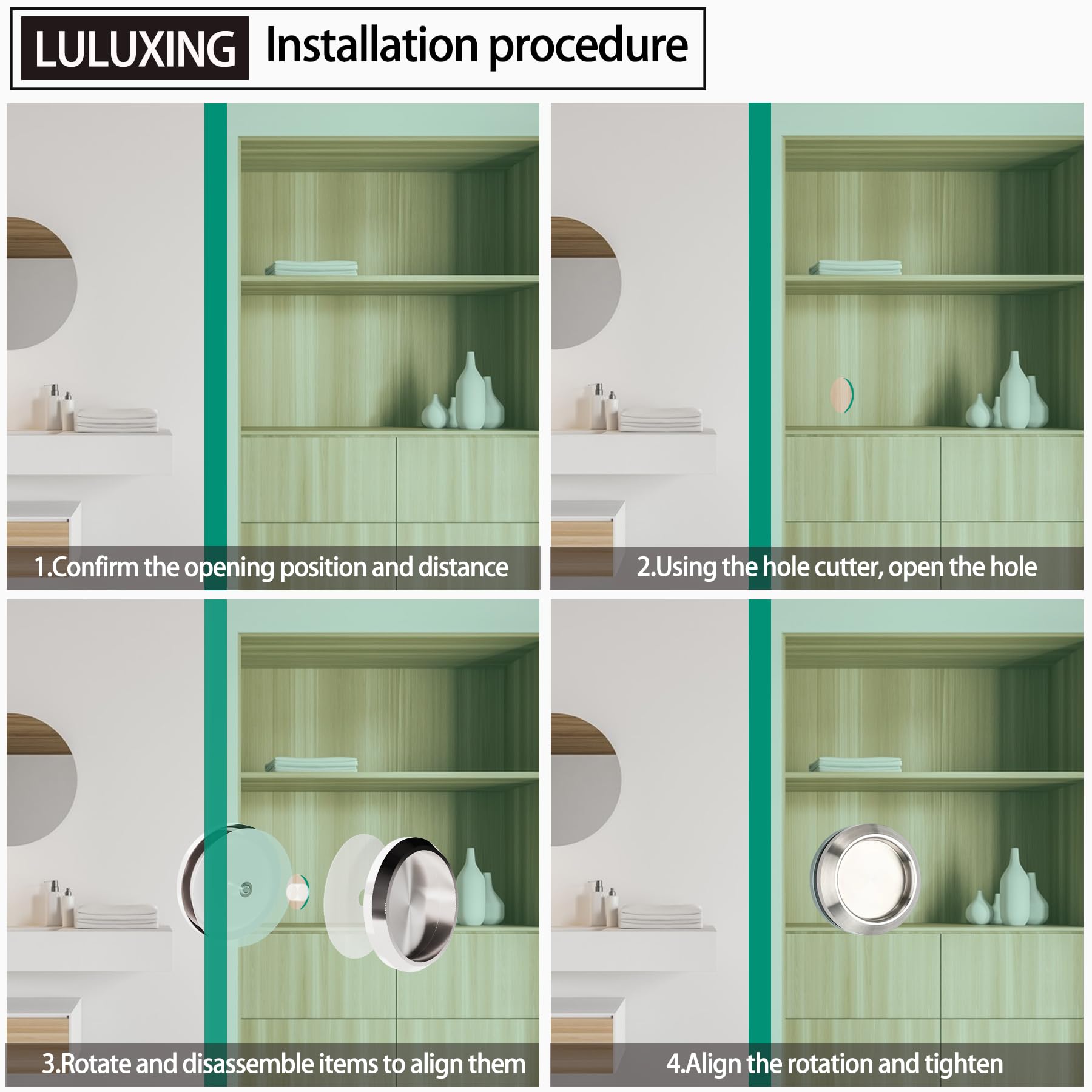 Premium 304 Stainless Steel Shower Door Handle - Round Sliding Glass Door Knob for Bathroom & Shower Room - Durable Back-to-Back Pull Handle Accessory - Perfect for Modern Bathrooms, Spa Showers & Glass Partition Doors