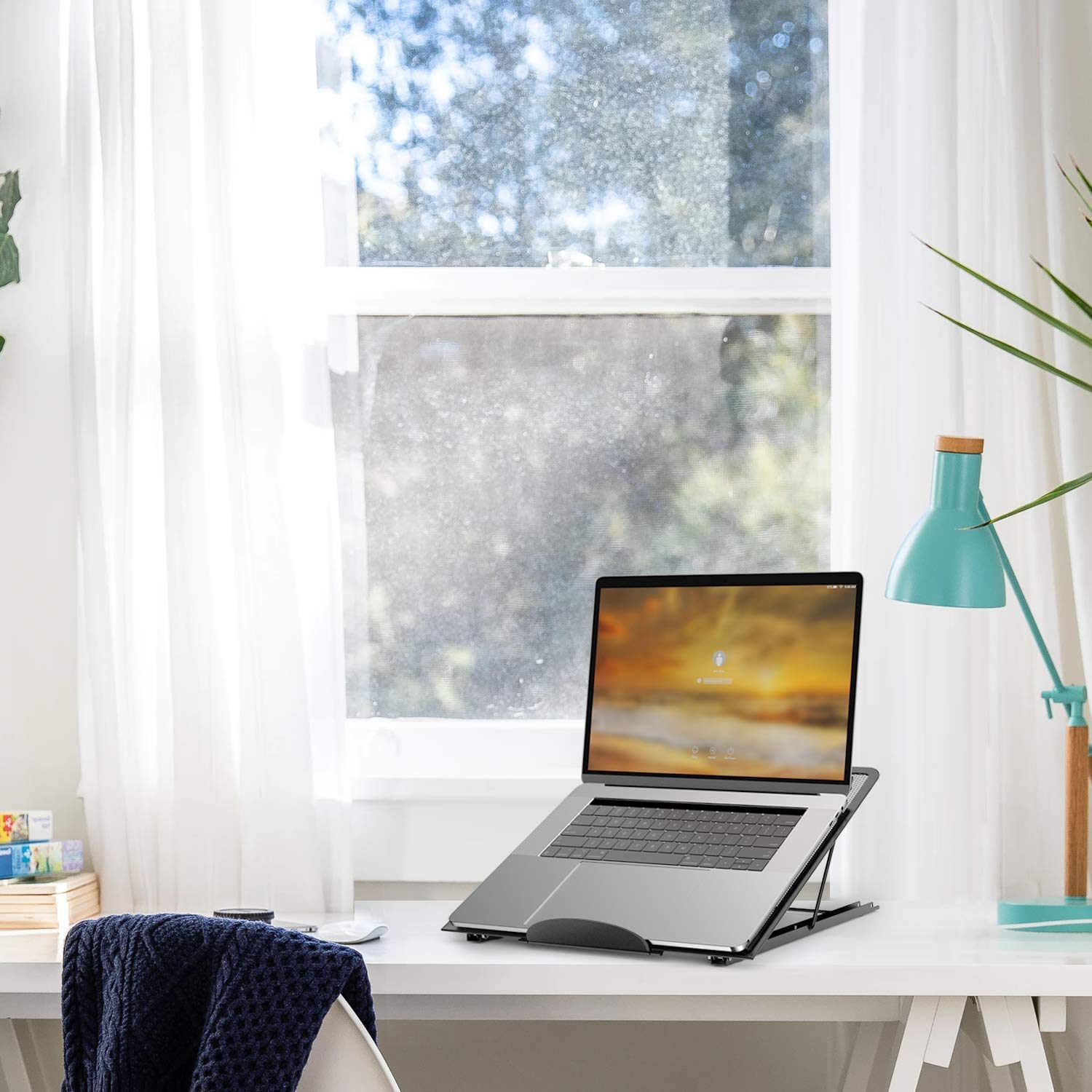 Adjustable Laptop Stand for Desk - Portable & Foldable Computer Riser with Height Adjustment - Compatible with MacBook Pro, MacBook Air & All Laptops - Perfect for Home Office, Gaming & Workstation Setup