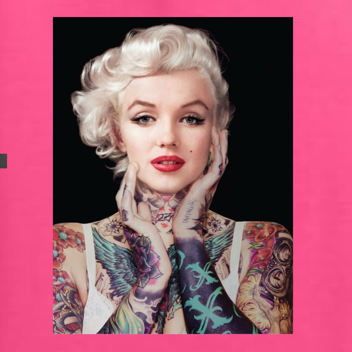 Wild Bobby Marilyn Tattoos Black Pop Culture Unisex Crewneck Graphic Sweatshirt | Vintage Rock Style Pullover | Perfect for Concerts, Streetwear & Casual Outfits