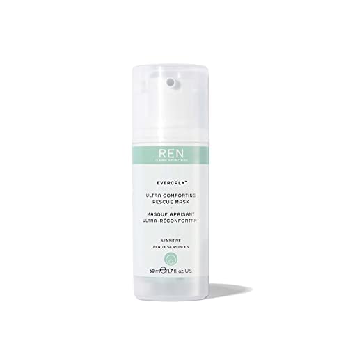 REN Clean Skincare Evercalm Ultra Comforting Rescue Mask - Soothing Facial Mask for Sensitive Skin, Redness Relief & Hydration | Perfect for Post-Workout, Travel & Dry Weather Care