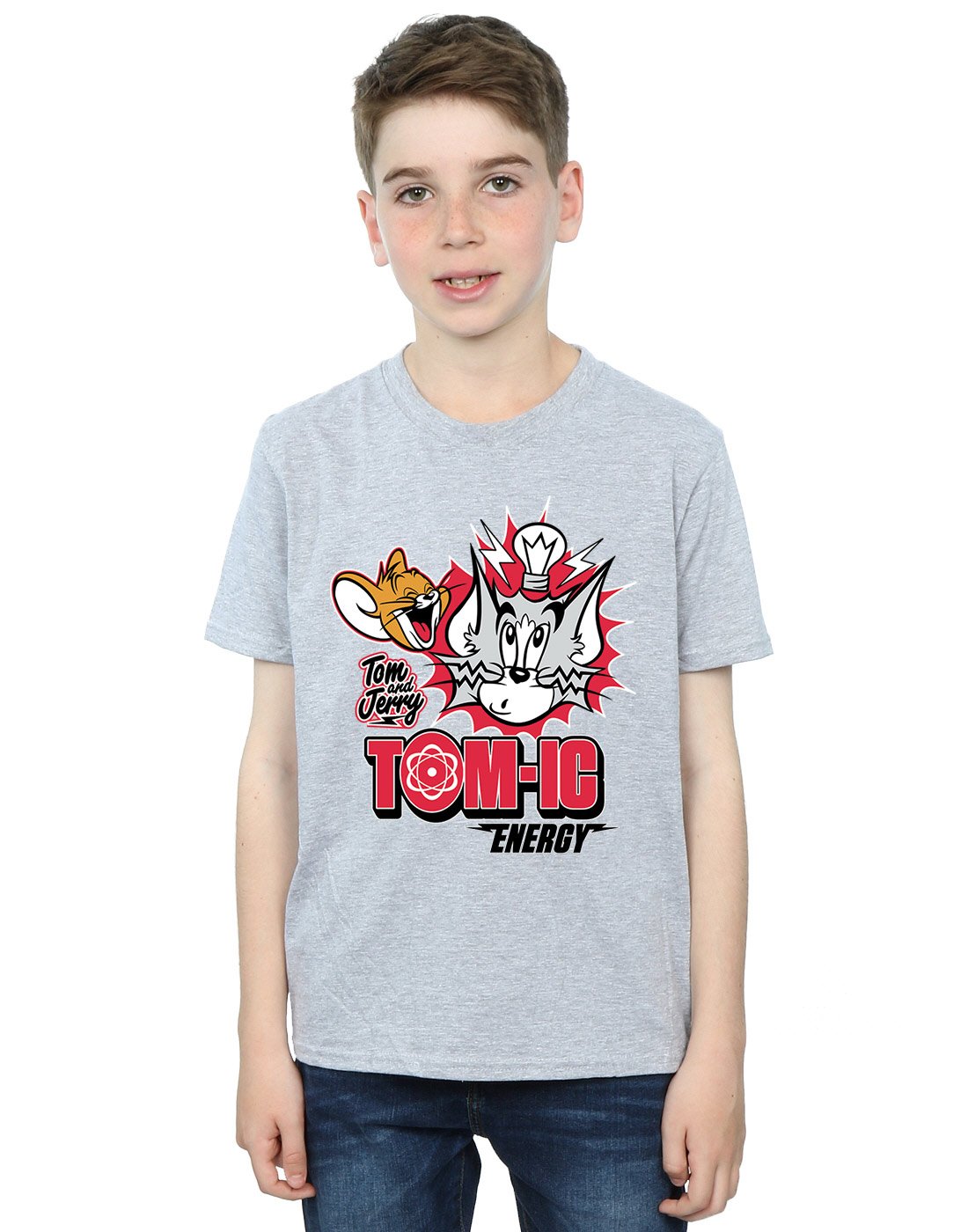 TOM and JERRY Boys Graphic T-Shirt - 12-13 Years Athletic Grey Cotton Tee - Perfect for School, Sports & Casual Wear