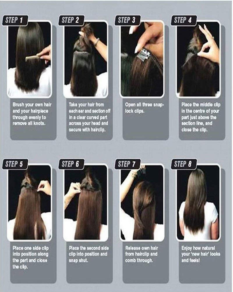 SPYKART Clip-In Hair Extensions for Women & Girls - Natural Brown Wavy/Curly Human Hair Weft - Perfect for Parties, Weddings & Daily Styling
