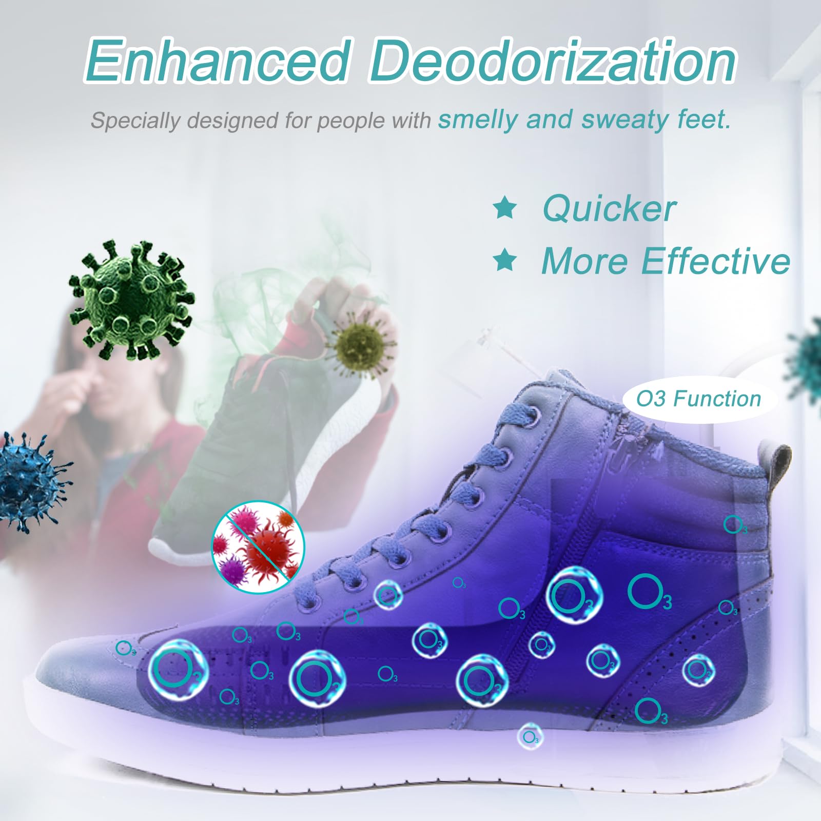 Fast Drying Shoe Dryer & Deodorizer with Timer - Electric Boot & Shoe Warmer for Men & Women - Perfect for Hiking, Sports, Work Boots & Winter Footwear (US Plug)