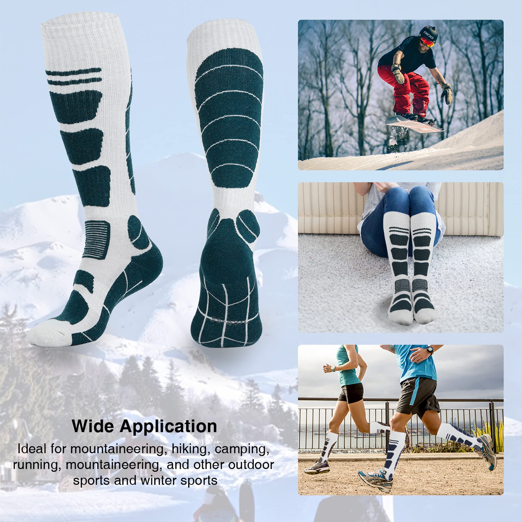 Premium Merino Wool Ski Socks for Men & Women - Thermal Knee High Winter Snowboard & Hunting Socks - Warm & Breathable for Cold Weather Sports & Outdoor Activities