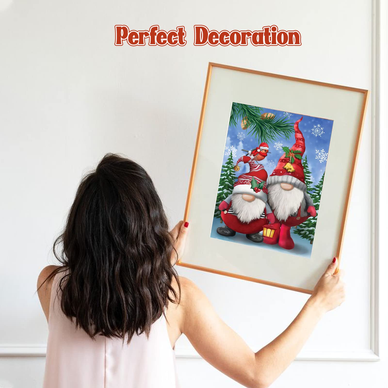 NAIMOER Christmas Diamond Painting Kits for Adults - Full Drill Round Rhinestone Gnomes & Snowman DIY Art, Winter Home Wall Decor 11.7x15.8 Inch - Perfect for Holiday Crafts, Relaxation & Gift Giving