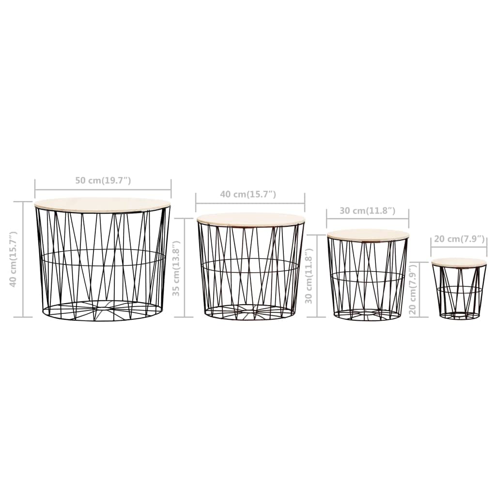 vidaXL 4-Piece Black Coffee Table Set - Modern Living Room Furniture for Home Decor & Entertainment Spaces