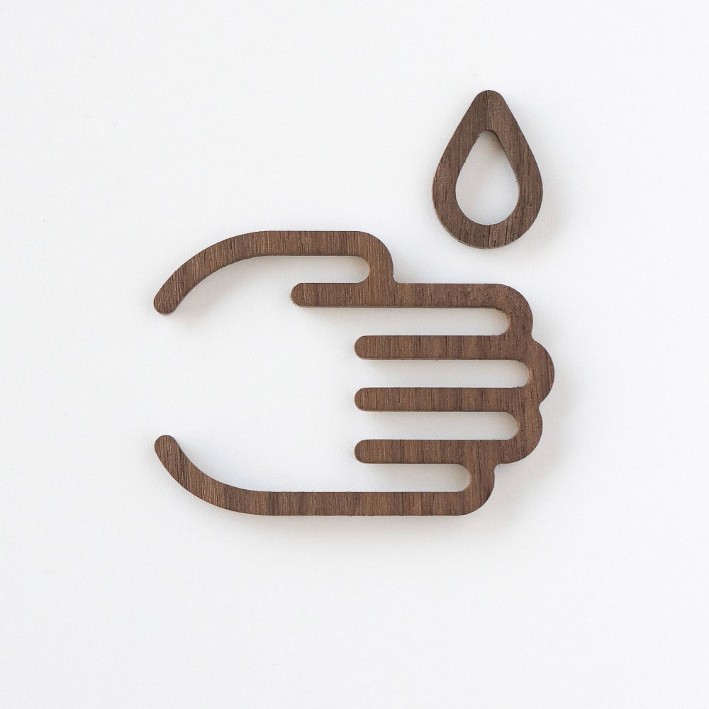 MOHEIM Wash Hands Sign - Elegant Walnut Wood Bathroom Decor for Home & Office - Perfect for Restrooms, Kitchens, and Public Spaces