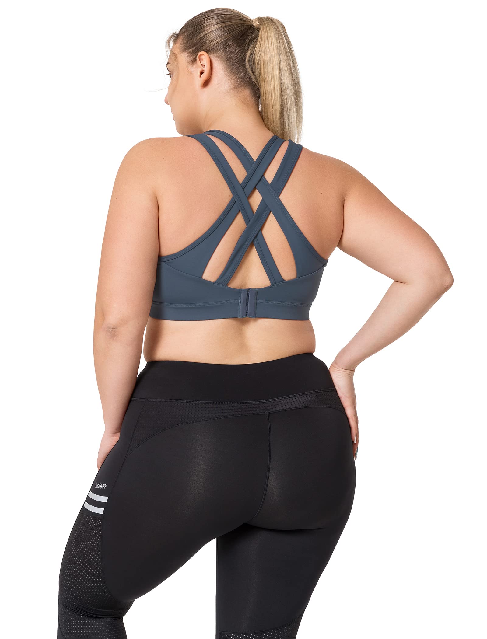 Yvette Women's High Impact Sports Bra - Criss Cross Back Supportive Running Bra for Plus Size - Perfect for Gym, Yoga & High-Intensity Workouts