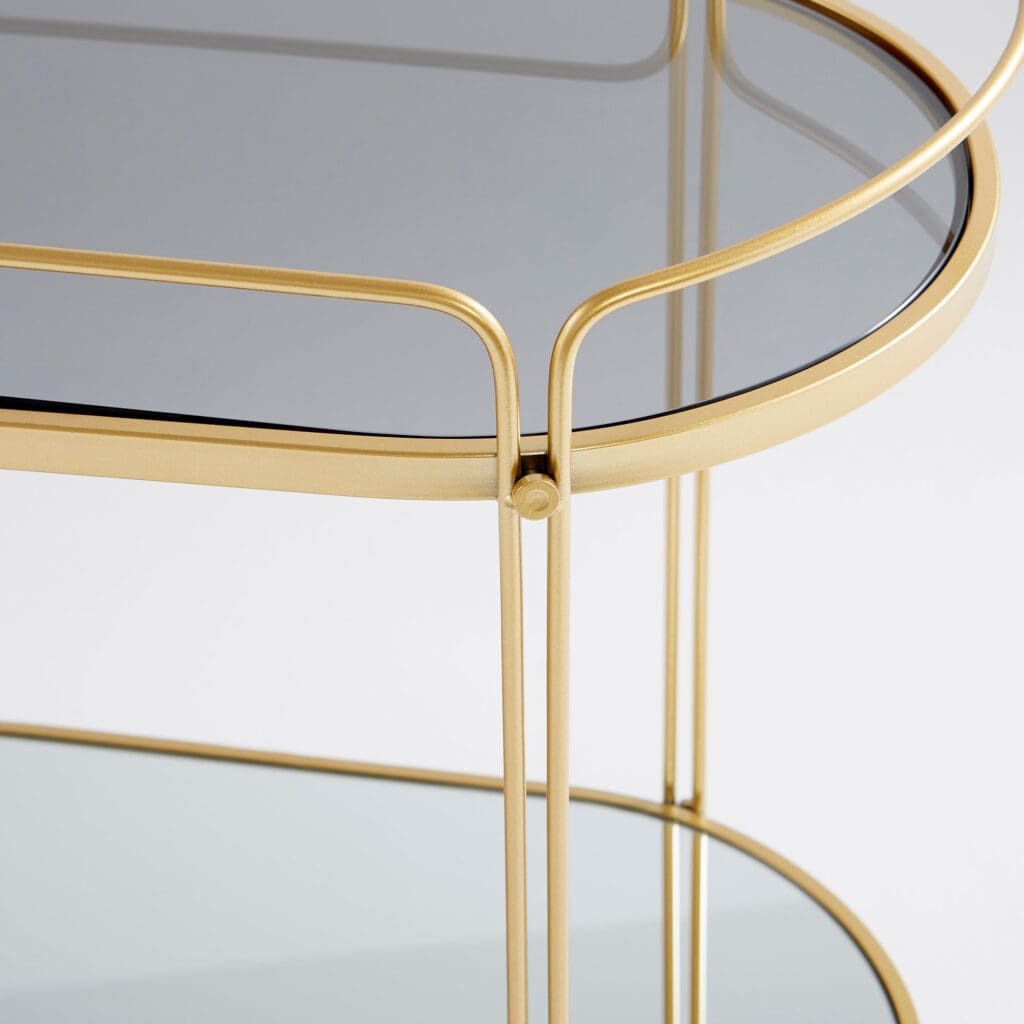 Cyan Design 10838 Gold Motif Bar Cart - Stylish Rolling Drink Cart for Home Bar, Living Room, or Outdoor Entertaining