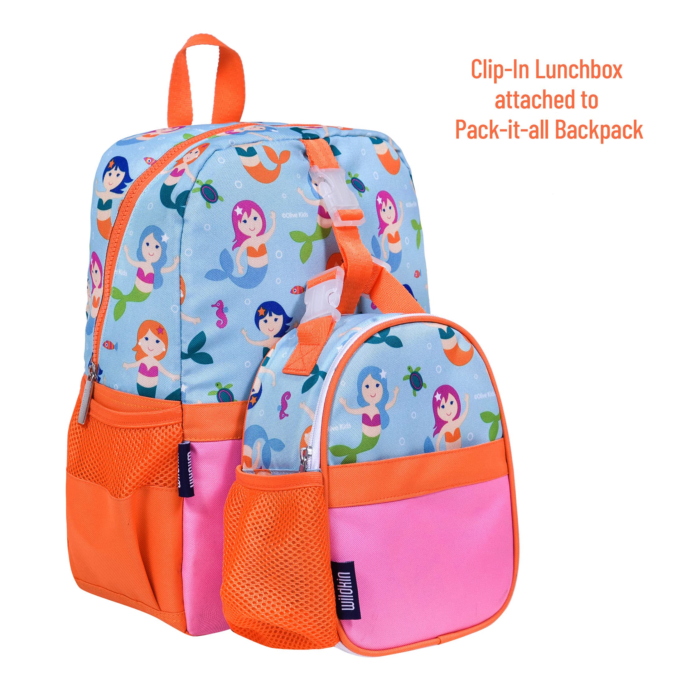 Wildkin Insulated Clip-in Kids Lunch Box - Leak Proof & Durable for School, Travel & Picnics - Mermaid Design for Girls - Perfect for Snacks, Sandwiches & Drinks