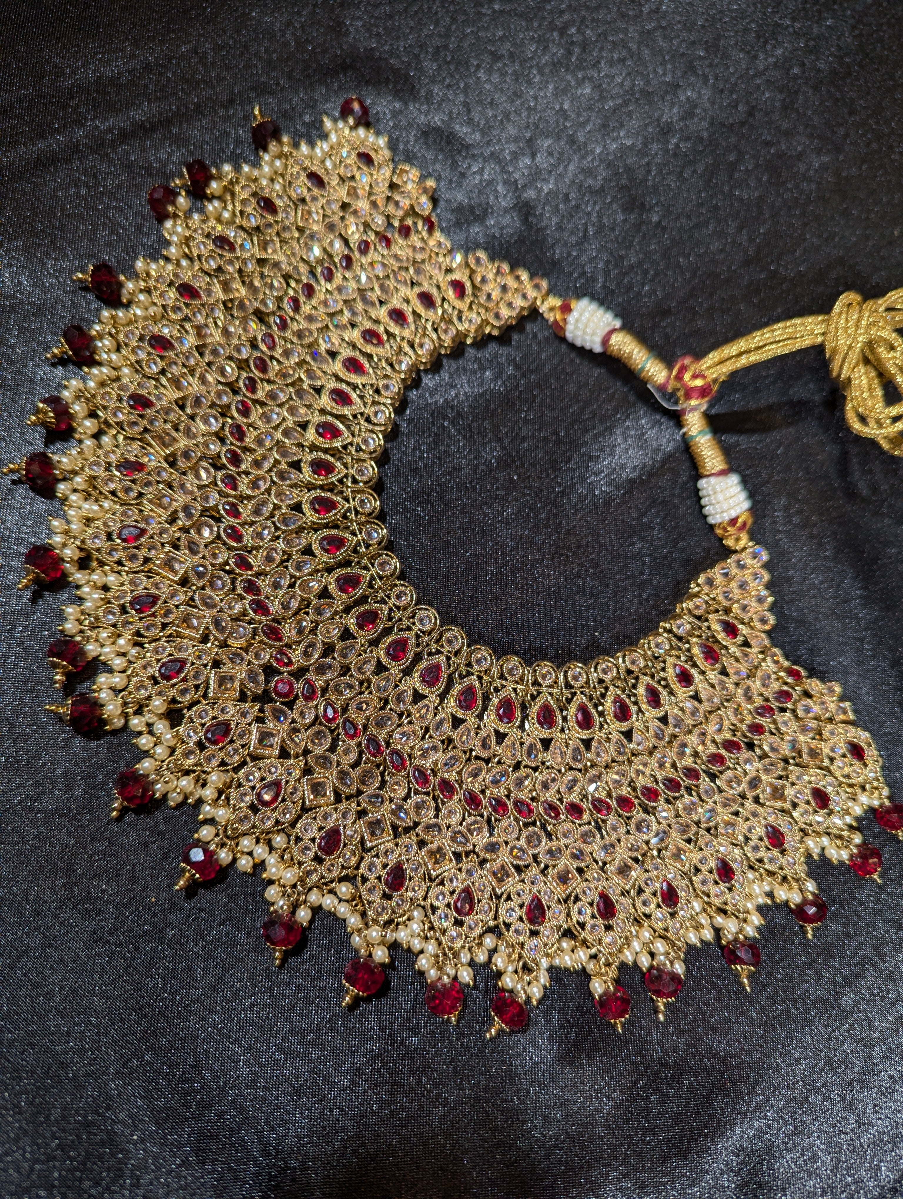 Mishka Polki Bridal Jewelry Set - Elegant Necklace, Earrings & Bracelet for Weddings, Parties & Special Occasions