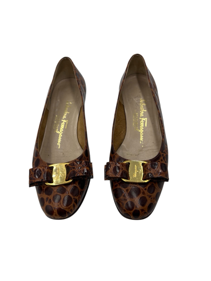 Salvatore Ferragamo Vara Crocodile Embossed 30MM Leather Pumps for Women - Size 6.5 | Luxury Designer Heels for Office, Parties & Special Occasions