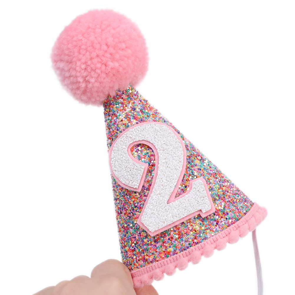 Glitter Rainbow Cone Hat for Birthday Party - Fun & Festive Birthday Decorations for Kids & Adults - Perfect for Birthday Celebrations, Photo Booths & Themed Parties