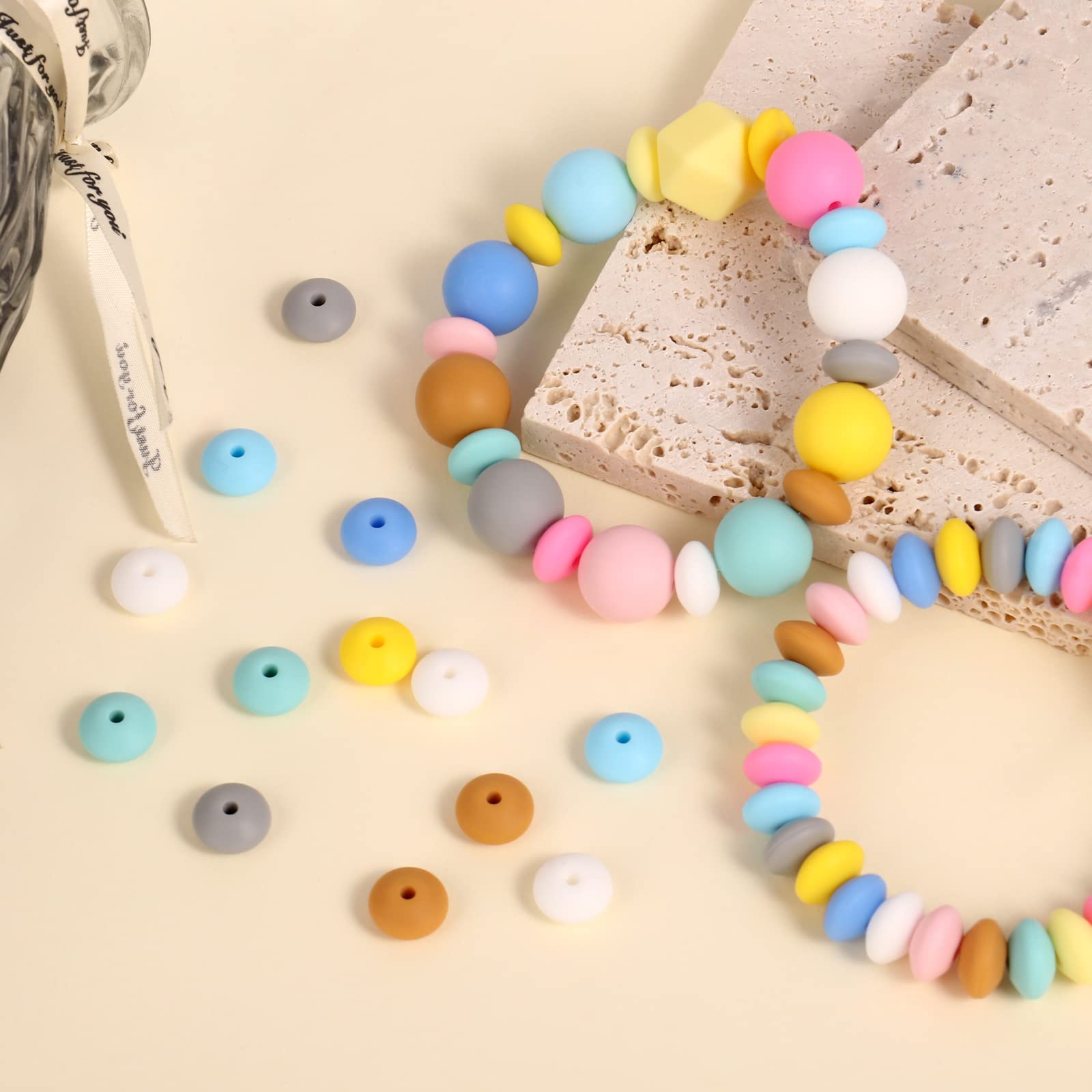 12mm Silicone Beads 100PCS for Jewelry Making & DIY Crafts - Keychains, Bracelets