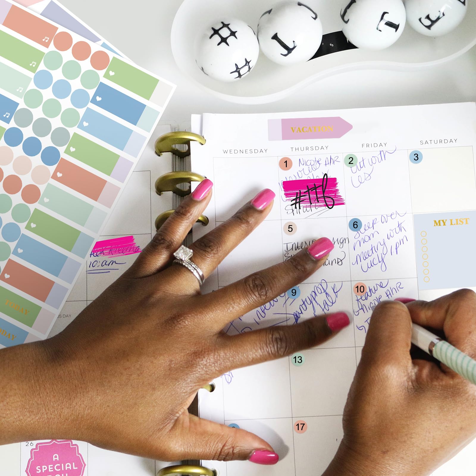 Pastel Planner Stickers Set - 24 Sheets Mixed Metallic Functional & Elegant Stickers with Free Tweezer for Bullet Journals, Scrapbooking & Budgeting (Cute Color Collection) - Perfect for DIY Planning, Gift Wrapping & Home Organization
