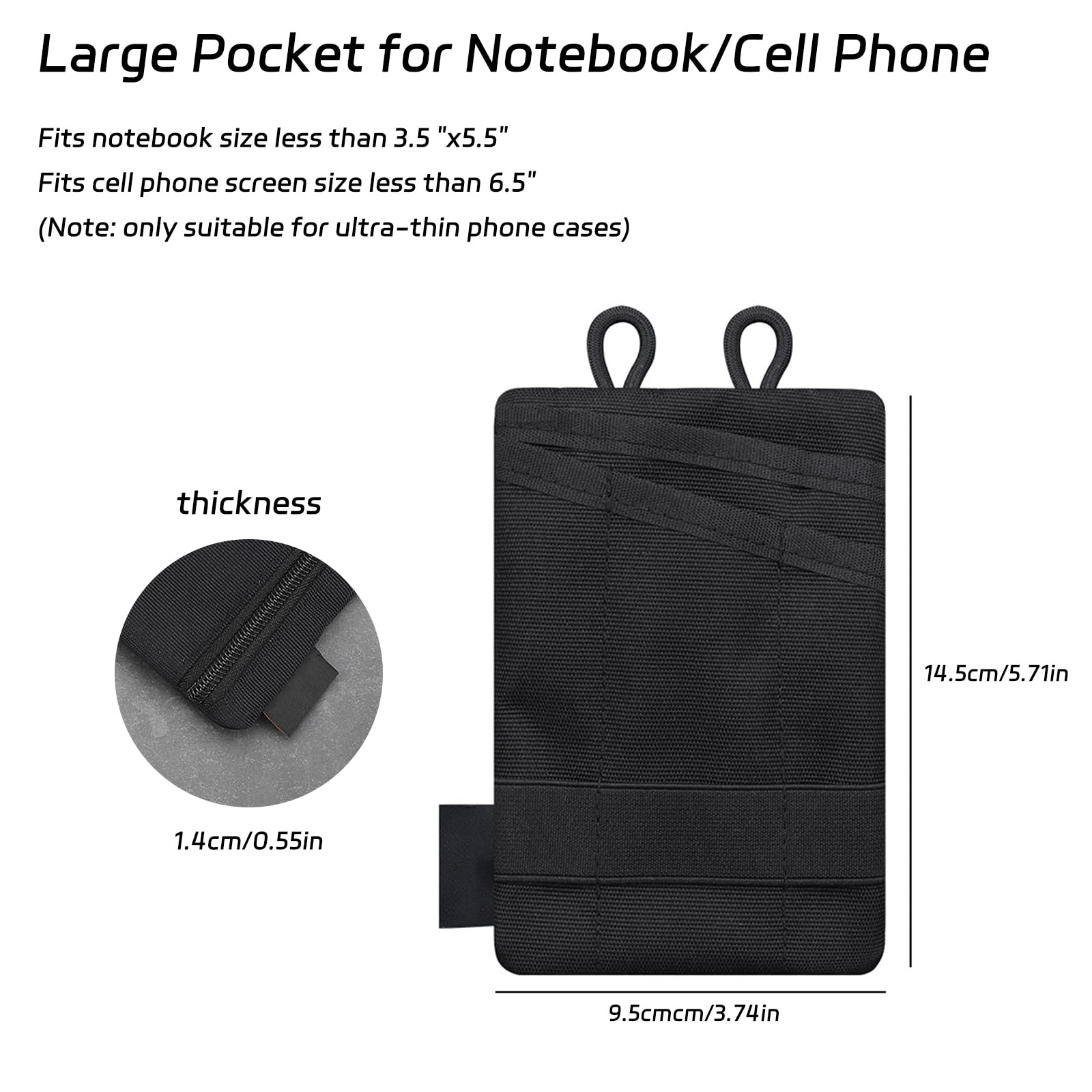 Topyond EDC Pocket Organizer for Men - Mini Wallet, Keychain & Pen Holder, Phone & Tool Pouch with Flashlight Storage (Black) - Perfect for Everyday Carry, Outdoor Adventures & Travel Essentials