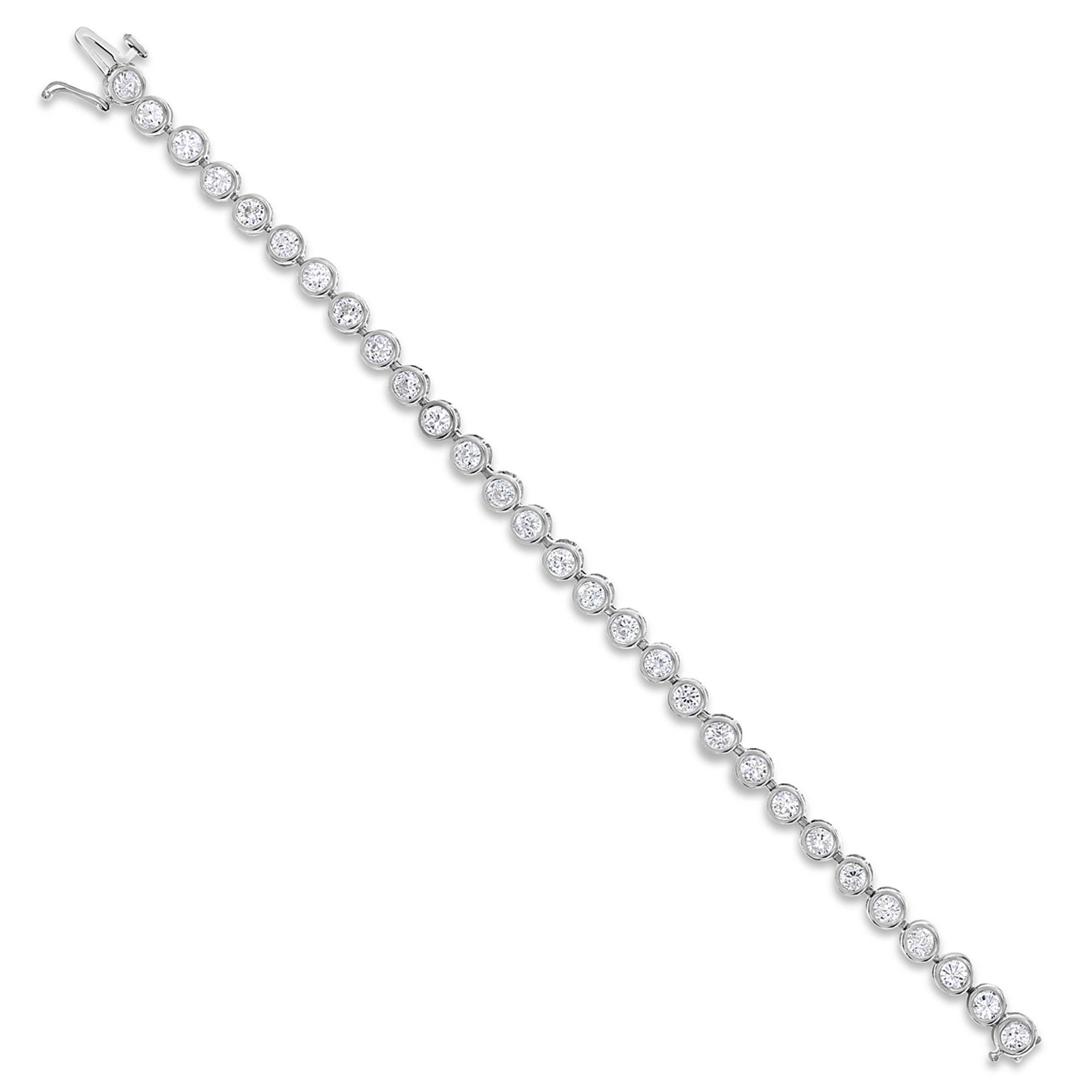 14K White or Yellow Gold Cubic Zirconia Tennis Bracelet - Elegant Bezel Setting for Women's Jewelry Collection | Perfect for Weddings, Parties & Special Occasions