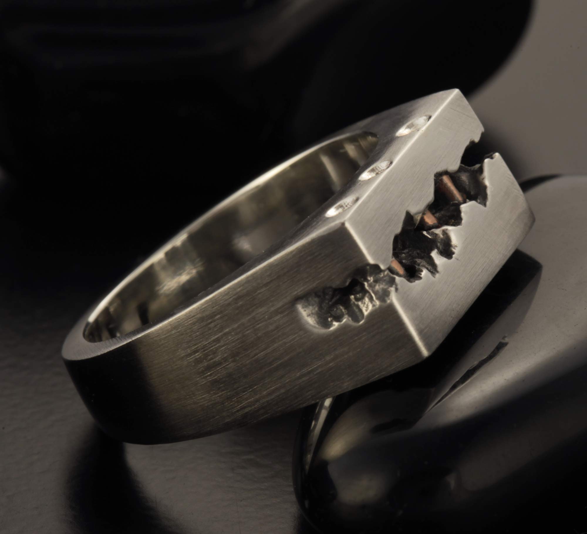 Rustic Men's Wedding Band - 9.5mm Wide Silver Copper Ring for Men (RS-1309) | Durable & Stylish Mens Jewelry Gift for Anniversary, Engagement & Everyday Wear