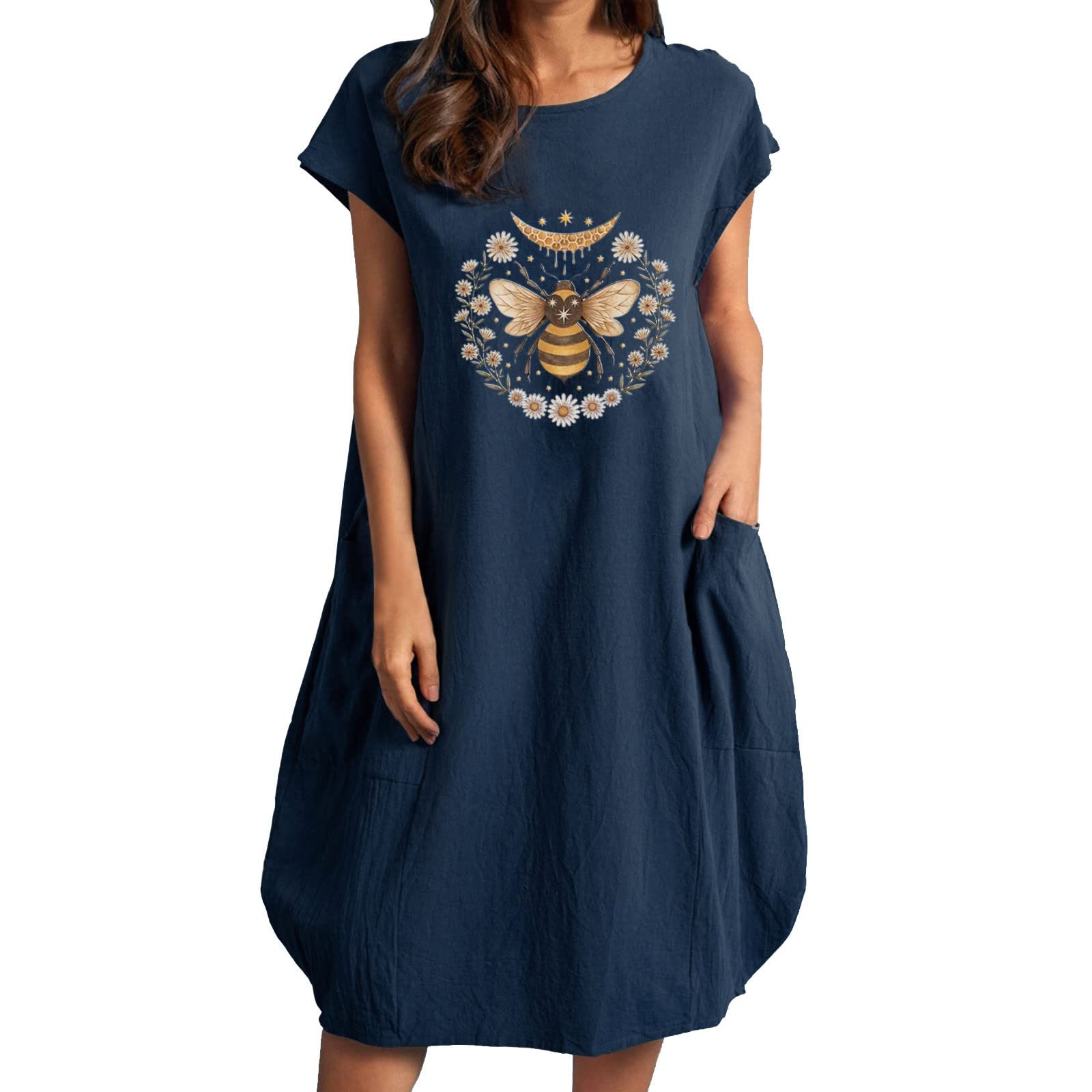 Women's Summer Dresses - Flowy Tie Back Long Sleeve Beach Dress with Lantern Sleeves | Perfect for Vacation, Beach Outings & Summer Parties