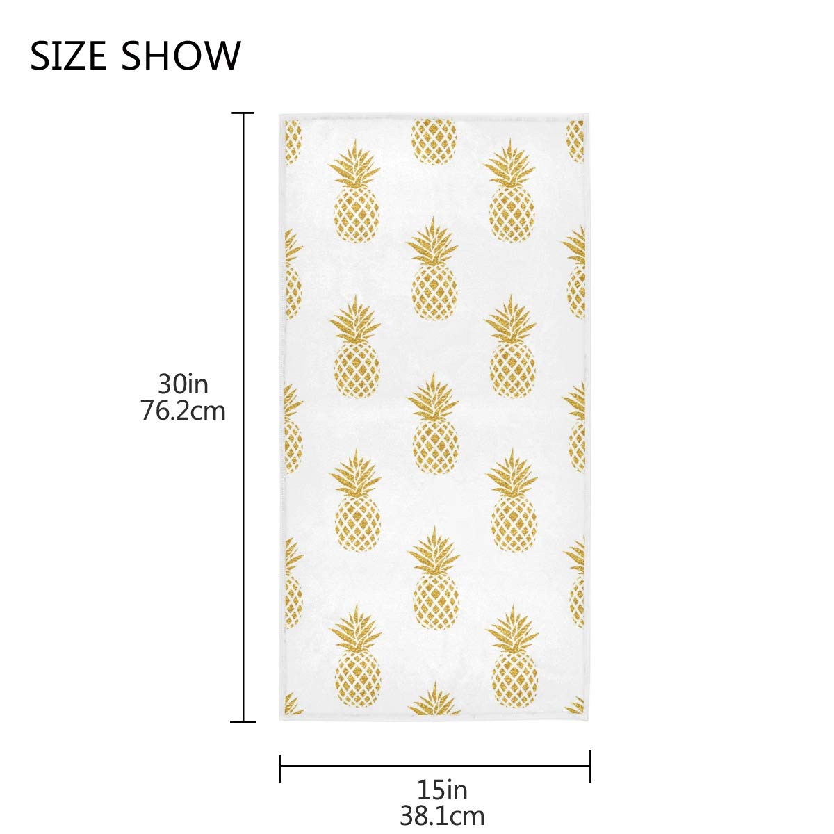 Golden Pineapple Hand Towels 16x30 Inches - Soft & Absorbent Tropical Fruit Bathroom Towels for Kitchen, Guest, and Summer Use - Perfect for Beach, Pool, and Bathroom Decor