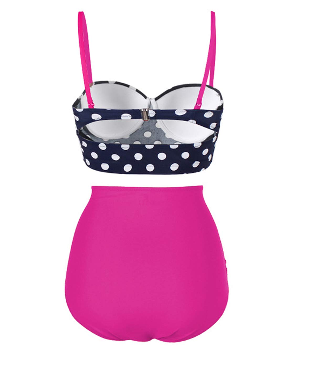 Vintage Polka Dot Underwire High Waisted Swimsuit Bikini - Retro Pin Up Bathing Suit for Women (Large, Pink) | Perfect for Beach Vacations, Pool Parties & Summer Fashion