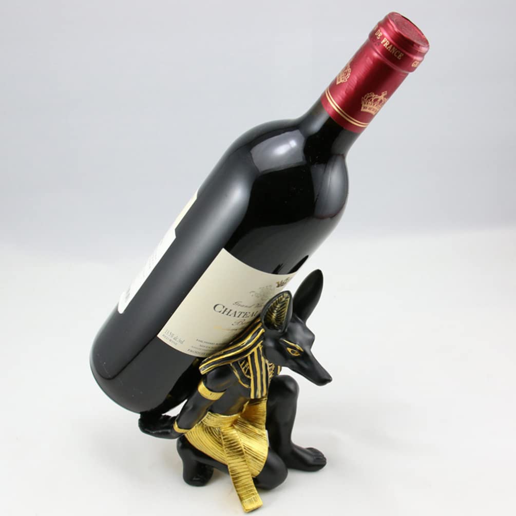 ULTNICE 2-Piece Anubis Resin Wine Rack Set - Decorative Wine Stand Holder for Kitchen, Bar & Dining Room Storage - Unique Egyptian God Wine Bottle Display for Home Decor