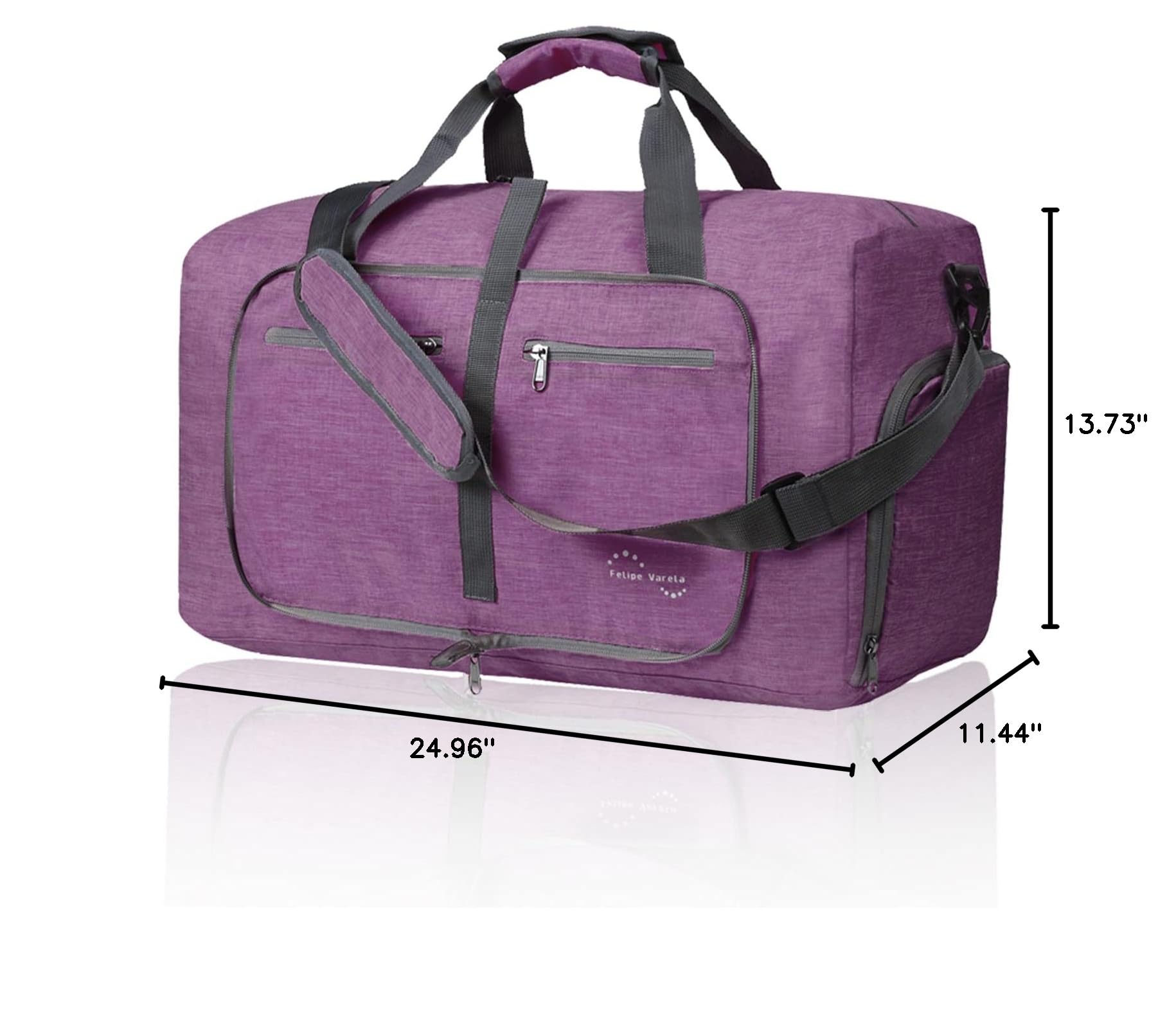 Felipe Varela Foldable Waterproof Duffle Bag with Shoes Compartment & Adjustable Strap - Travel Duffel Bags for Men & Women - Perfect for Gym, Weekend Trips & Air Travel