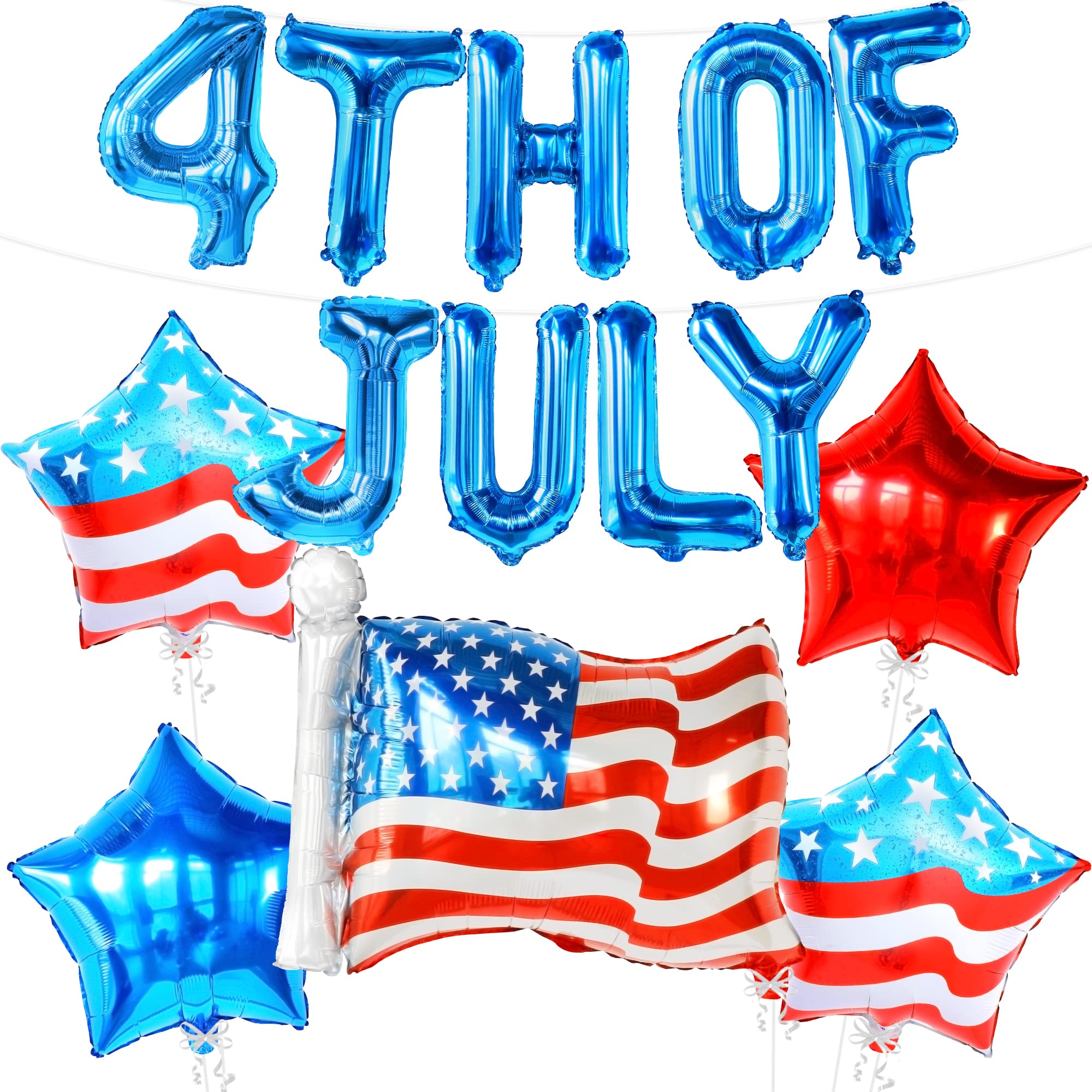 KatchOn 26 Inch 4th of July Balloons Decorations - Patriotic American Flag & Star Balloons for Independence Day Party Supplies | USA-Themed Party Decor | Perfect for Backyard BBQs, Parades & Patriotic Celebrations