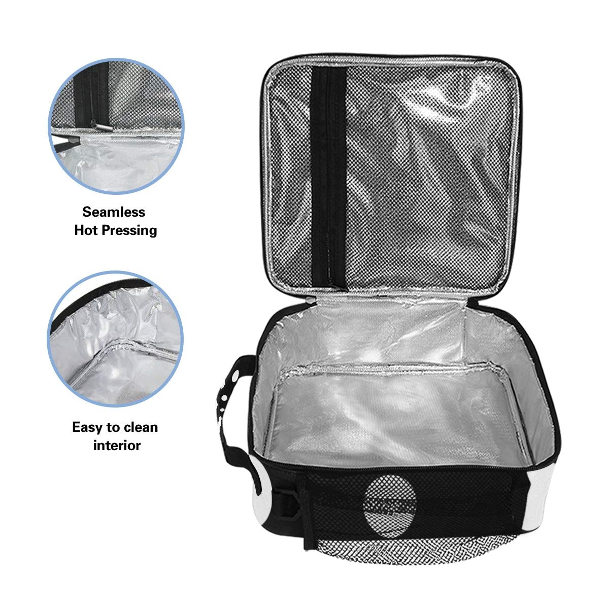 Insulated Lunch Box for Women & Kids - Large Polka Dot Black Lunch Bag with Shoulder Strap, Meal Prep Tote for Work, School & Picnics | Keeps Food Warm or Cold | Perfect for Office, College & Outdoor Activities