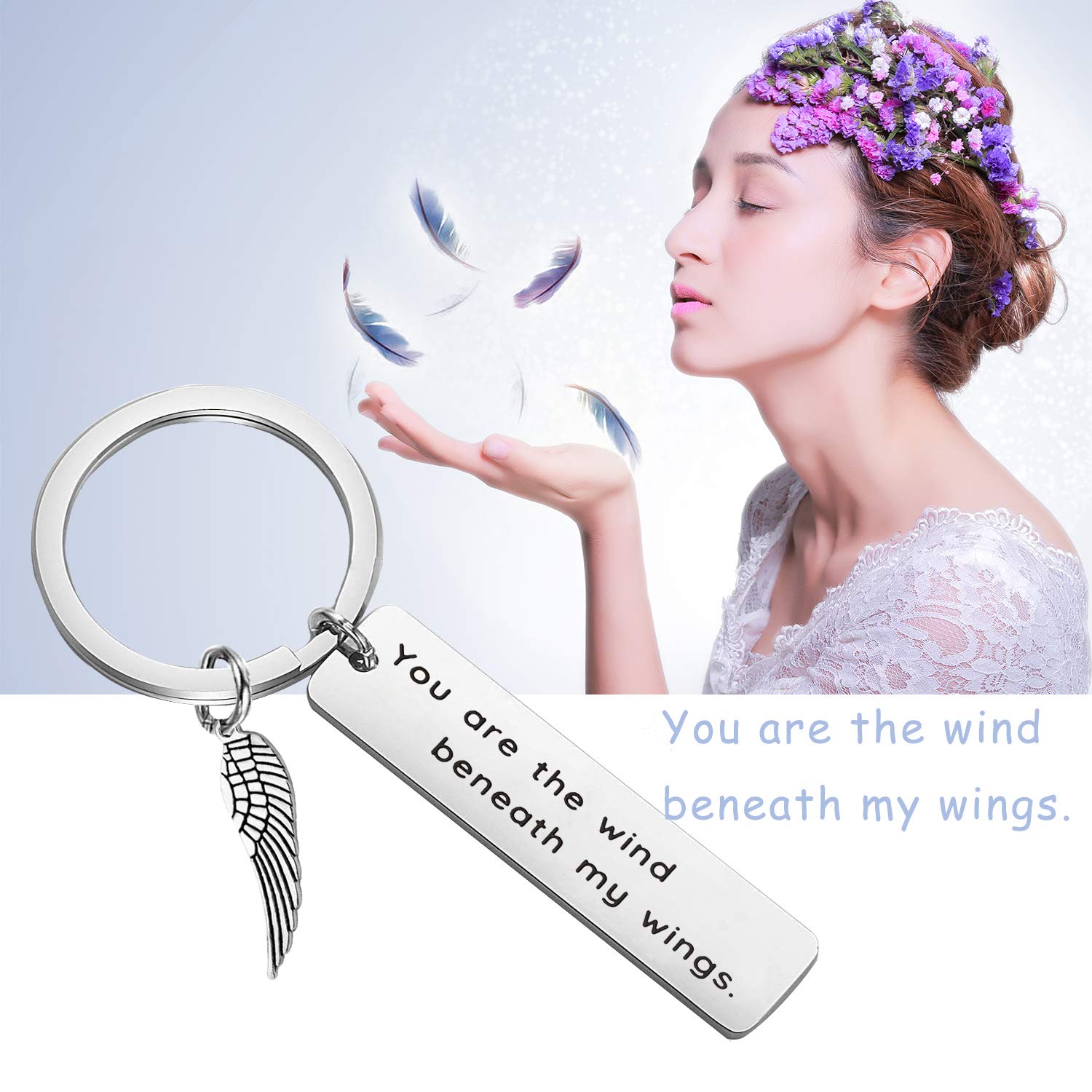 PLITI Graduation Thank You Gifts - 'You Are the Wind Beneath My Wings' Inspirational Keychain for Teachers, Students & Achievers - Perfect Graduation Gift, Teacher Appreciation Present & Motivational Keepsake