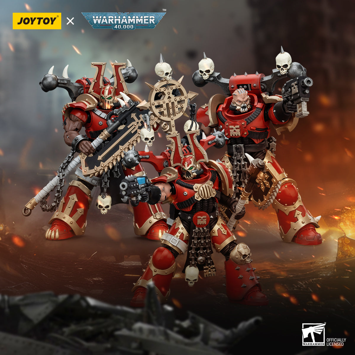 JOYTOY 1/18 Scale Warhammer 40K World Eaters Khorne Berzerker Action Figure - Collectible Miniature for Tabletop Gaming & Display