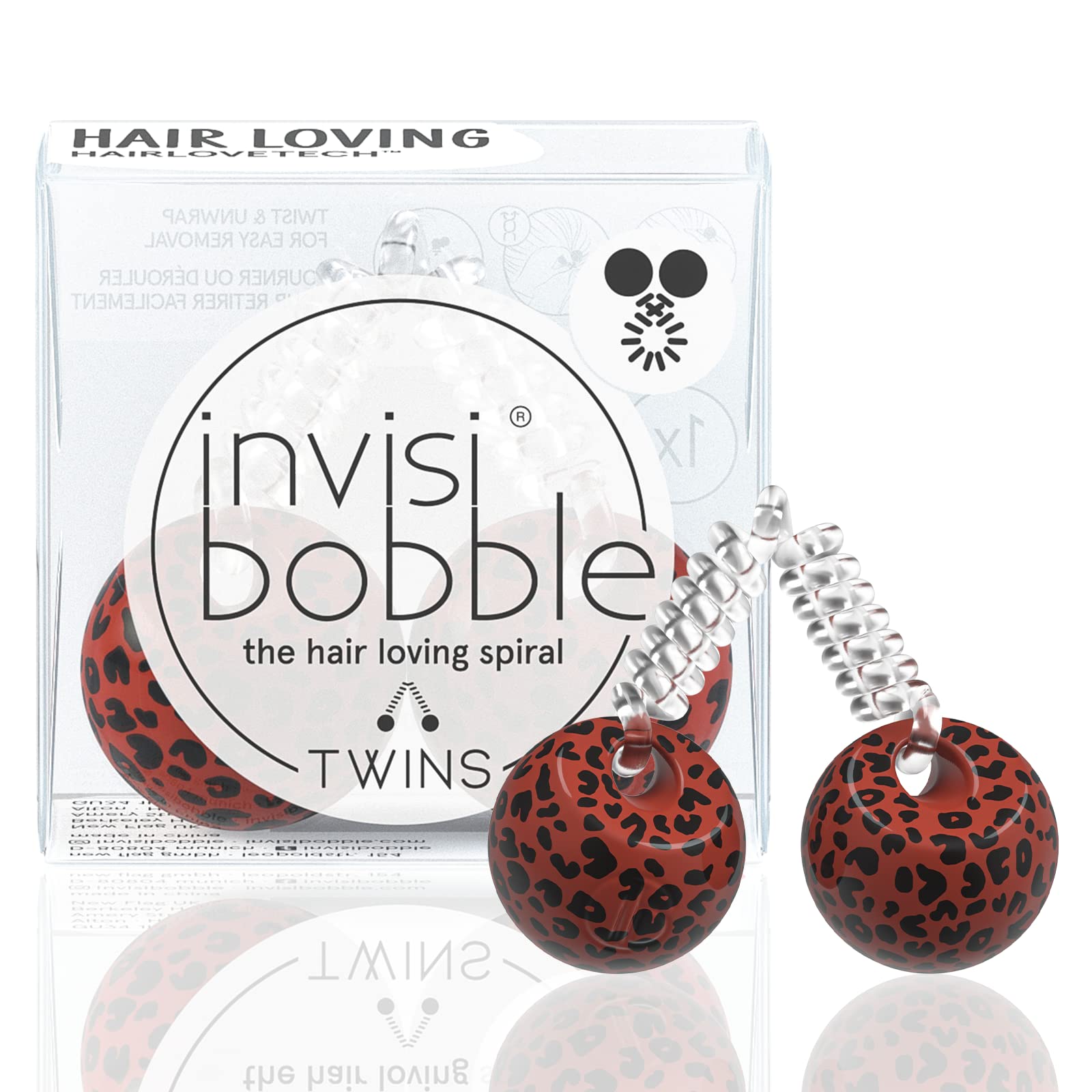 Invisibobble Twins Purrfection Hair Ties - 2 Pack for Women & Men - No Damage Plastic Spiral Hair Bands for All Hair Types - Perfect for Workouts, Yoga, and Everyday Use