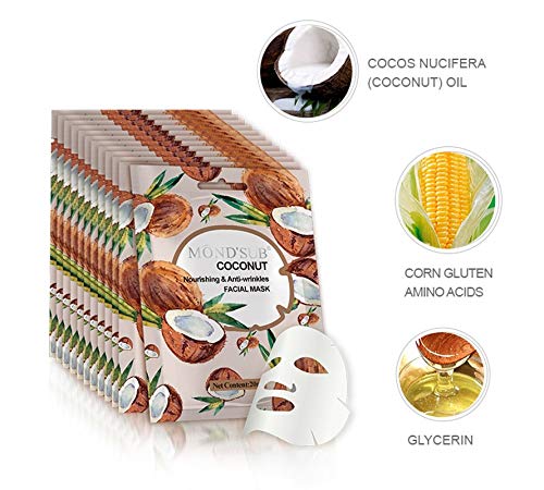 MOND'SUB Natural Daily Glow Fruit Sheet Mask Combo - Hydrating & Brightening Facial Mask Set (Pack of 5) for Glowing Skin | Perfect for Spa Night, Self-Care Routine & Travel Skincare