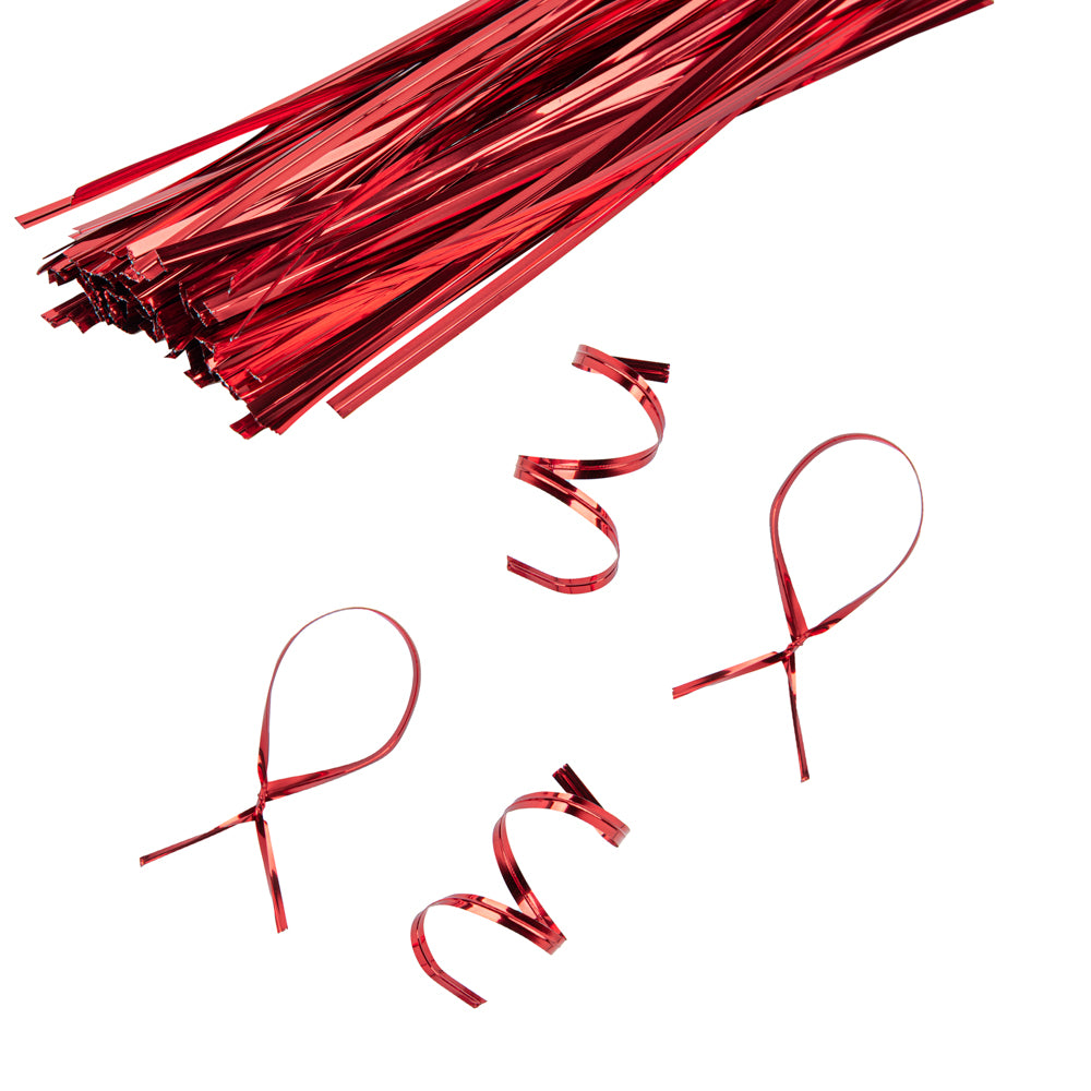 Premium Red Metallic Twist Ties for Bags - 500 Count Box | Secure Food Storage, Gift Wrapping & Organizing Cables