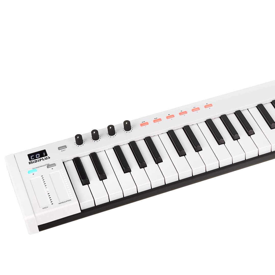 MIDIPLUS X4 Mini MIDI Keyboard Controller - 32 Keys, USB Powered, Portable & Lightweight for Music Production, Studio Recording & Live Performance (White)
