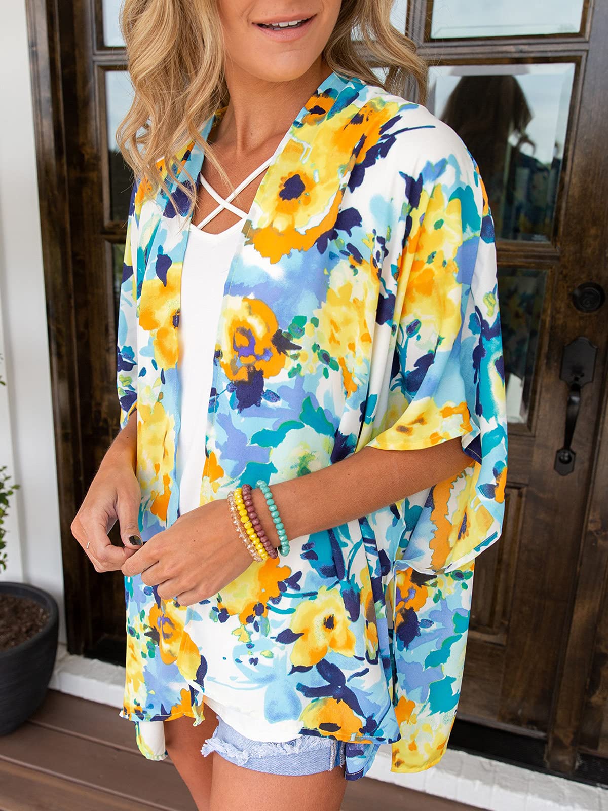 Lightweight Women's Summer Kimono Cardigan - Chiffon Loose Beach Cover Up Tops for Women - Perfect for Beach Vacations, Pool Parties & Casual Outings