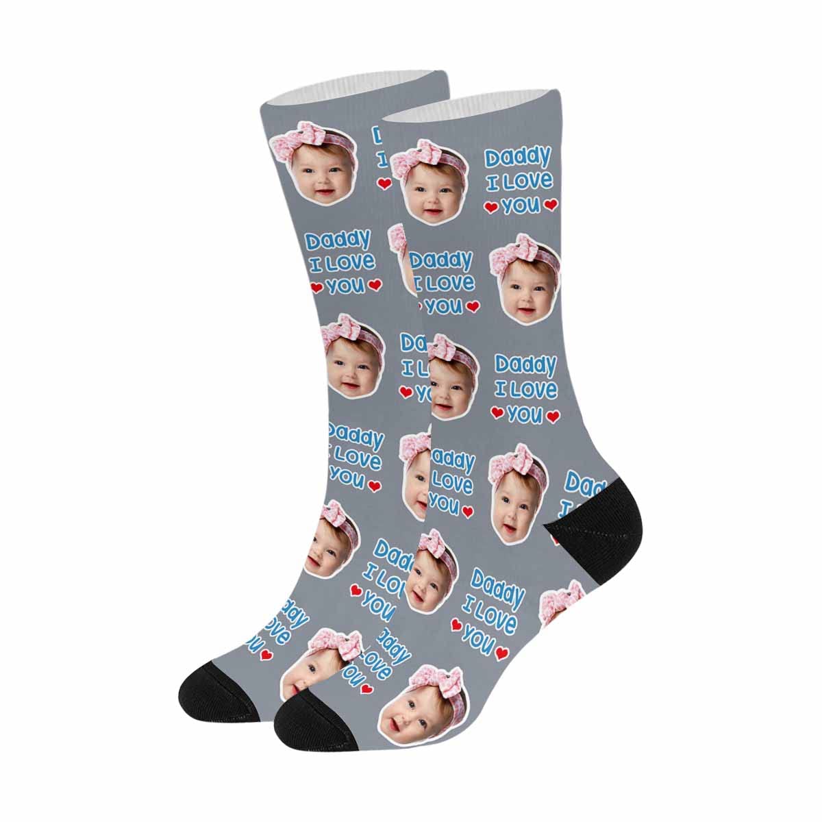 Custom Photo Face Socks - Personalized Novelty Socks for Men & Women - Dad I Love You Socks - Perfect Gift for Birthday, Anniversary & Father's Day