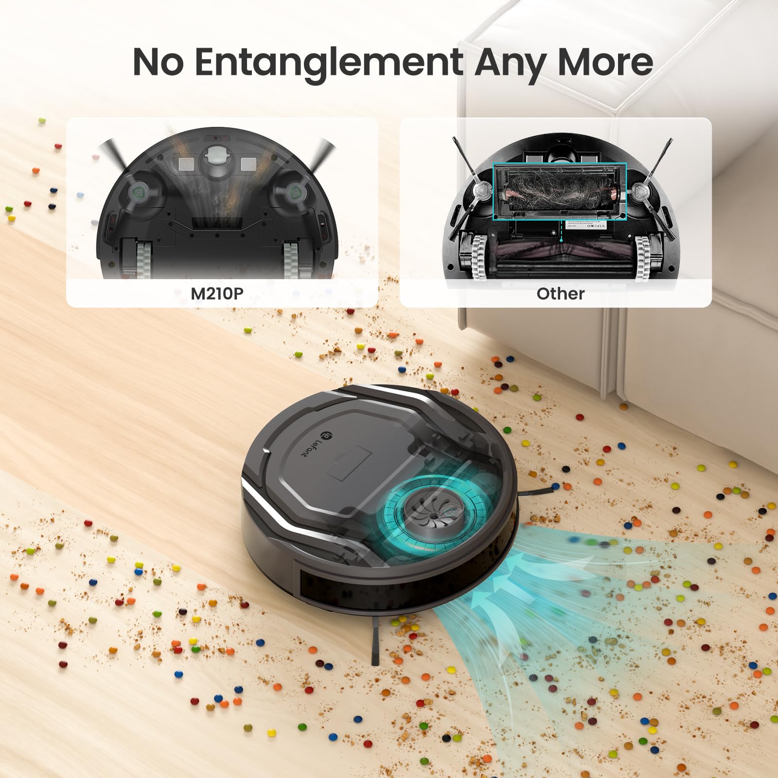 Lefant M210Pro Robot Vacuum Cleaner with Strong Suction, 120 Min Runtime, Wi-Fi & Alexa Compatible, Self-Charging - Ideal for Pet Hair, Hard Floors & Home Cleaning - Perfect for Daily Maintenance & Busy Households