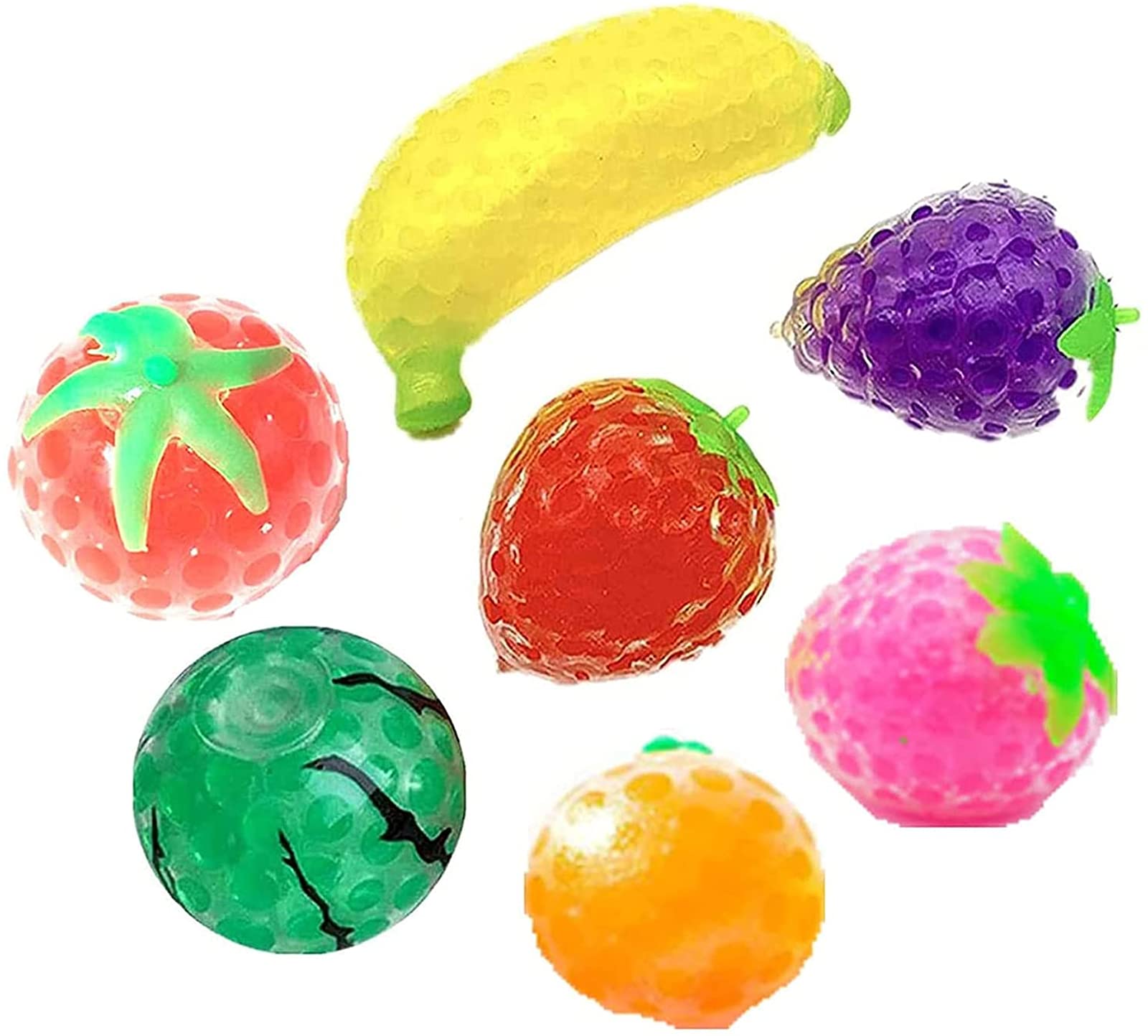 5cm Squishy Stress Balls Fidget Toys - Fruit Scented Water Bead Filled Sensory Squeeze Balls for Kids & Adults - Anxiety Relief, ADHD & Autism Therapy - Random Color 5-Pack - Perfect for Office, Classroom & Travel Stress Relief