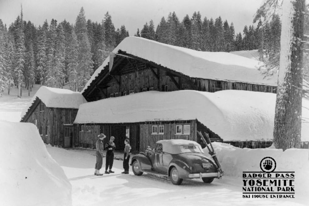 Lantern Press Badger Pass Ski House Entrance Yosemite National Park California - 24x36 Wrapped Canvas Wall Art Decor for Living Room, Bedroom & Office