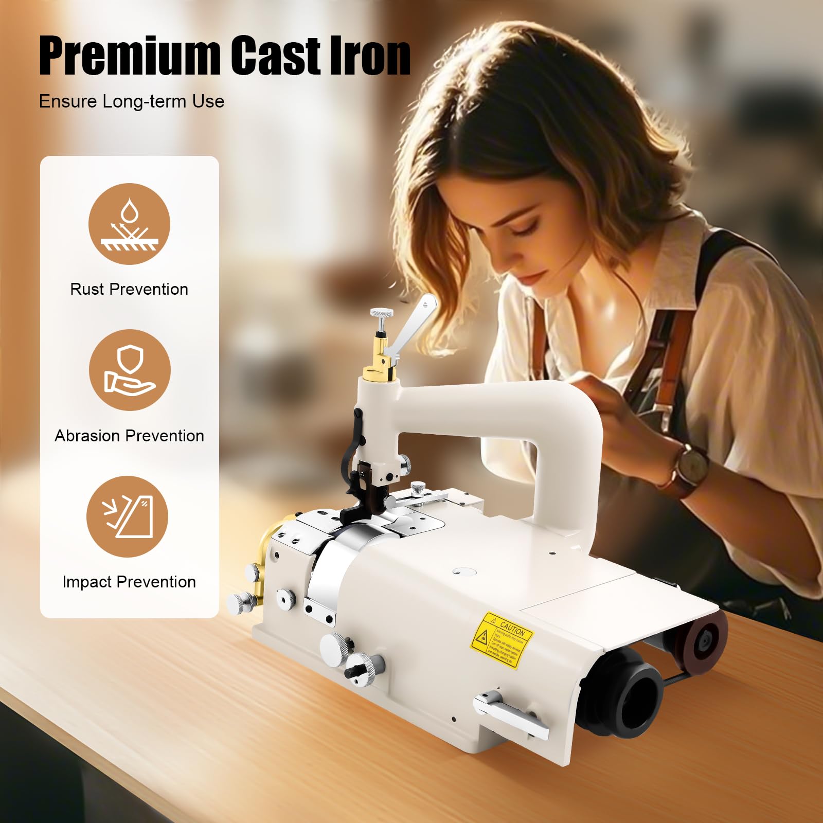 Industrial Electric Leather Skiving Machine SM-801 - 1200RPM Leather Peeler & Edge Skiving Tool for Shoes, Gloves, Belts, Bags - Professional Leather Thinning & Flattening Cutter for DIY & Leathercraft Projects