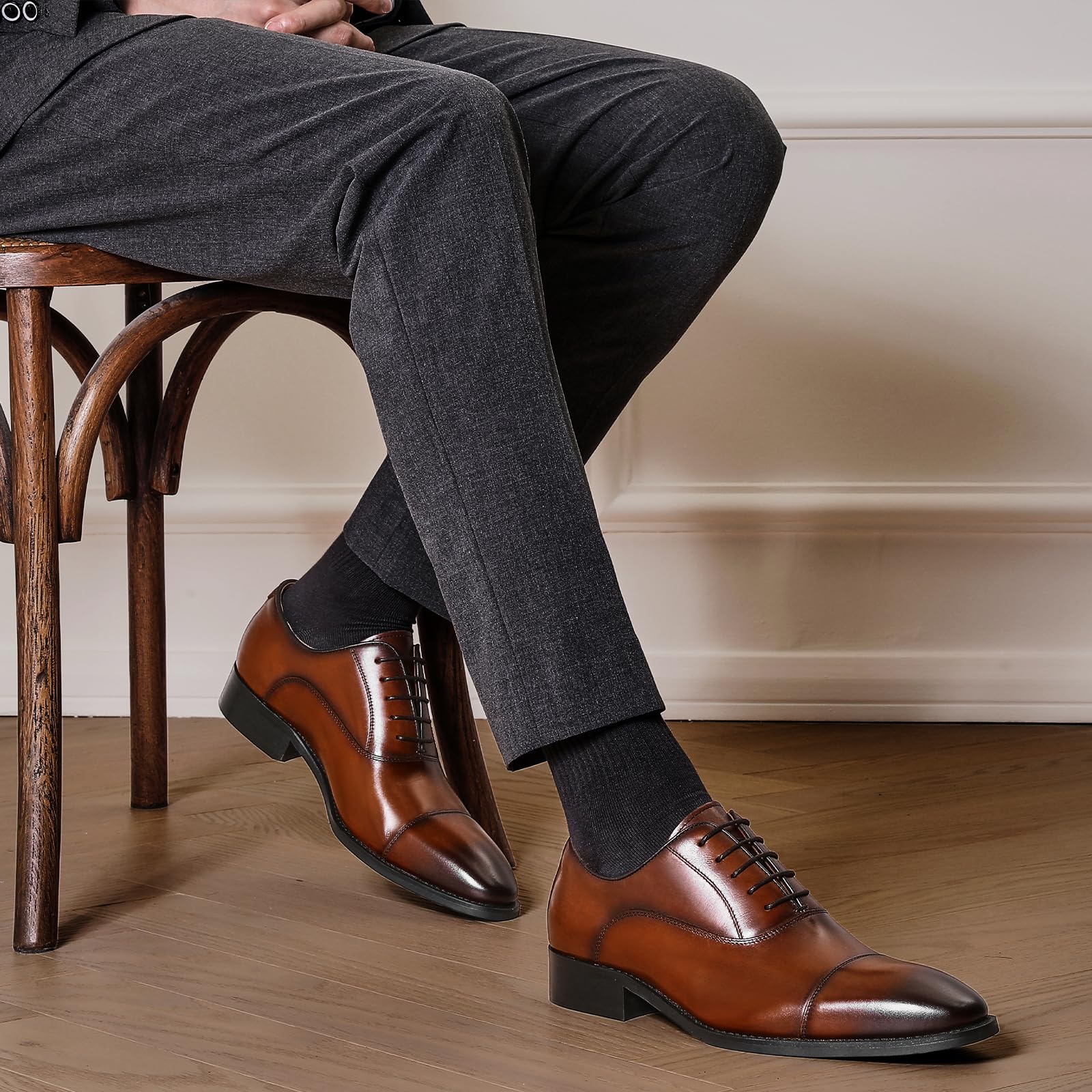 Premium Men's Oxford Dress Shoes - Classic Lace-Up Formal Leather Shoes for Business & Wedding | Comfortable & Stylish for Office, Parties & Special Occasions