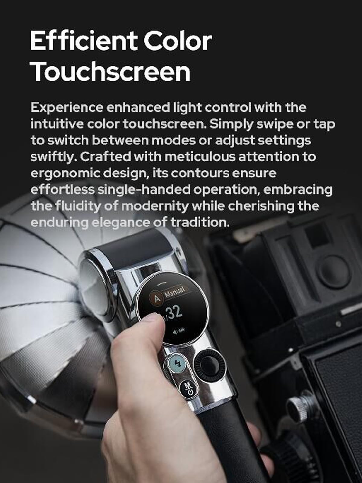 Godox Lux Master Retro TTL HSS Camera Flash with Touch Screen | Wireless Sync & Built-in Battery | 2.4G Wireless X System for Sony Nikon Canon Fuji Leica Sigma Panasonic | Perfect for Portrait, Wedding & Studio Photography