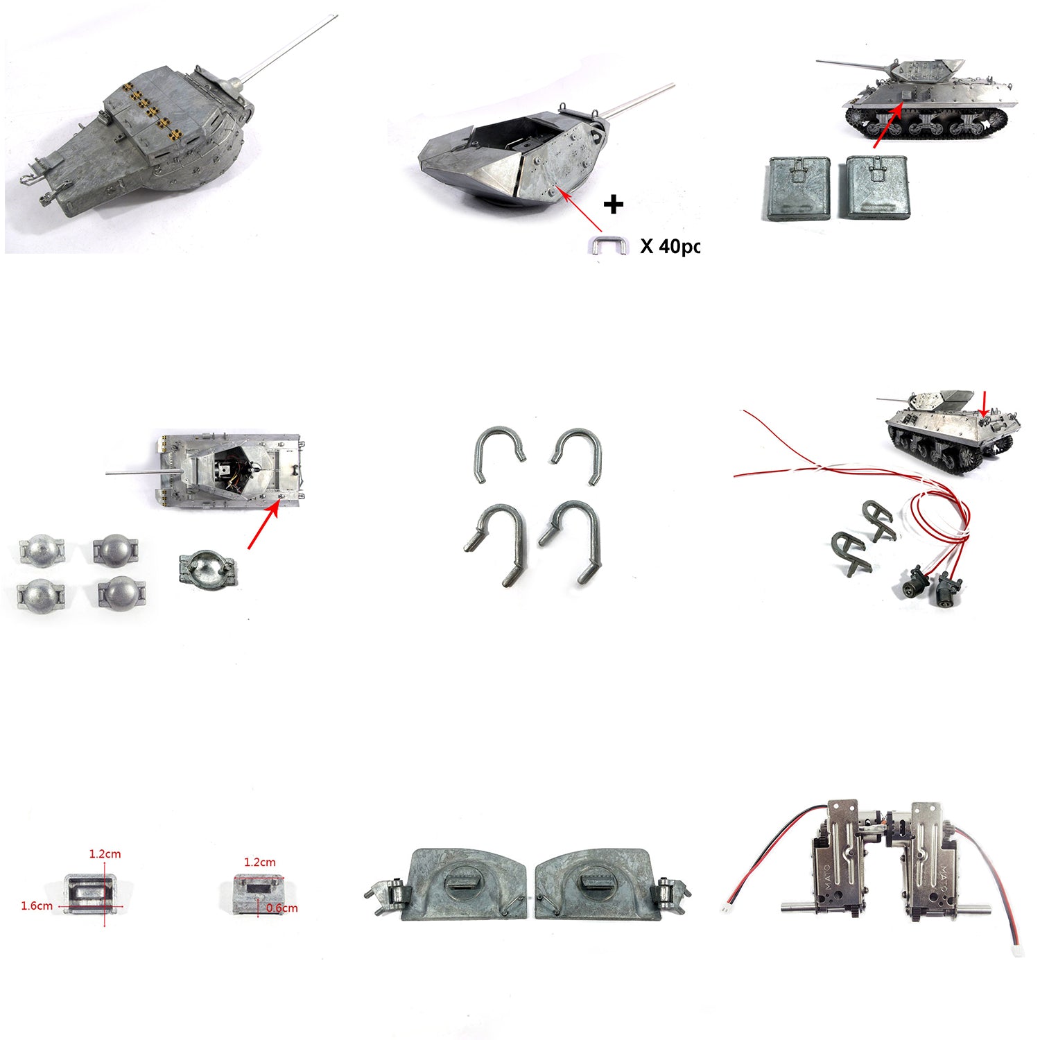 1/16 Scale M10 Destroyer Tank Metal Handrails & Tool Box - Front Hatches TK22 Multifunction Turret for Mato RC Tank - Durable Upgrade Parts for Model Tank Battles & Display