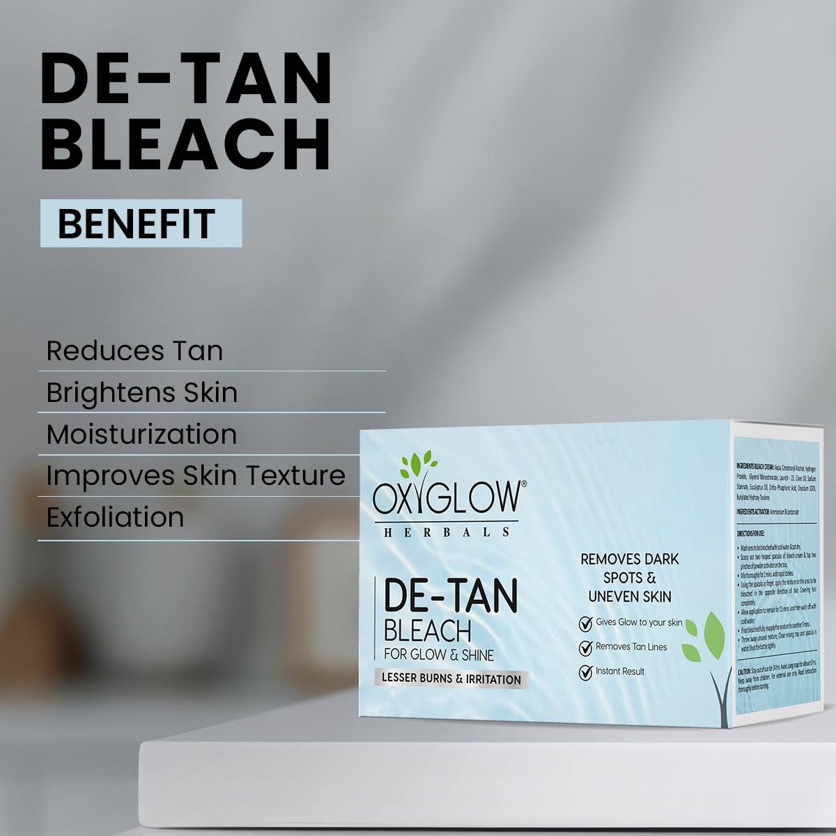 OxyGlow Herbals D-Tan Bleach Cream 300g - Skin Brightening, Tan Removal, Dark Spot Corrector for Face & Body | Moisturizing & Toning Cream for Women | Perfect for Summer Tan, Uneven Skin Tone & Daily Glow Boost