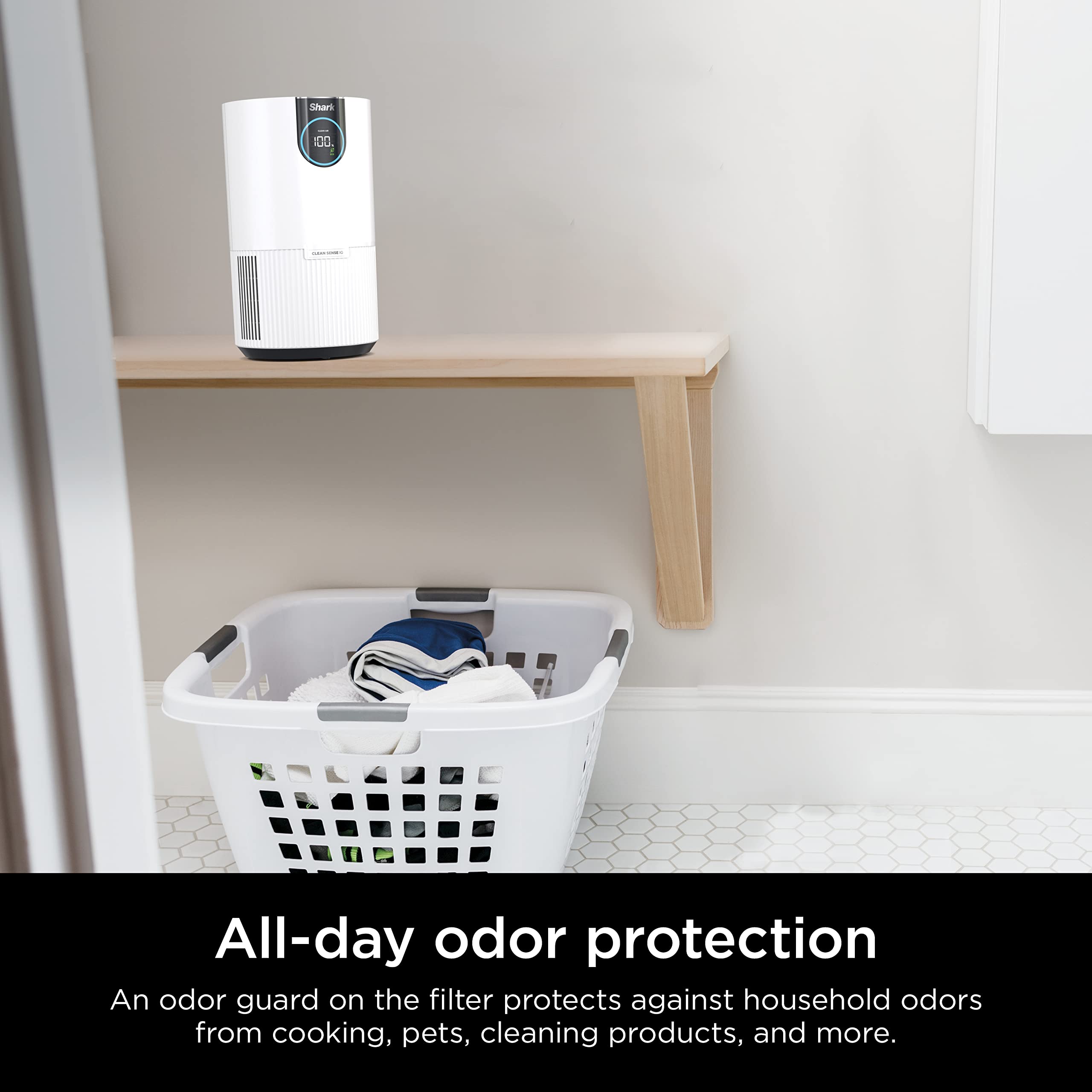 Shark HP102 HEPA Air Purifier for Bedroom, Office & Dorm - 500 Sq Ft Coverage, Odor Eliminator, Removes Smoke, Dust, Allergens & Pet Dander - Perfect for Allergy Relief, Asthma Support & Cleaner Indoor Air in Homes with Pets or Smokers